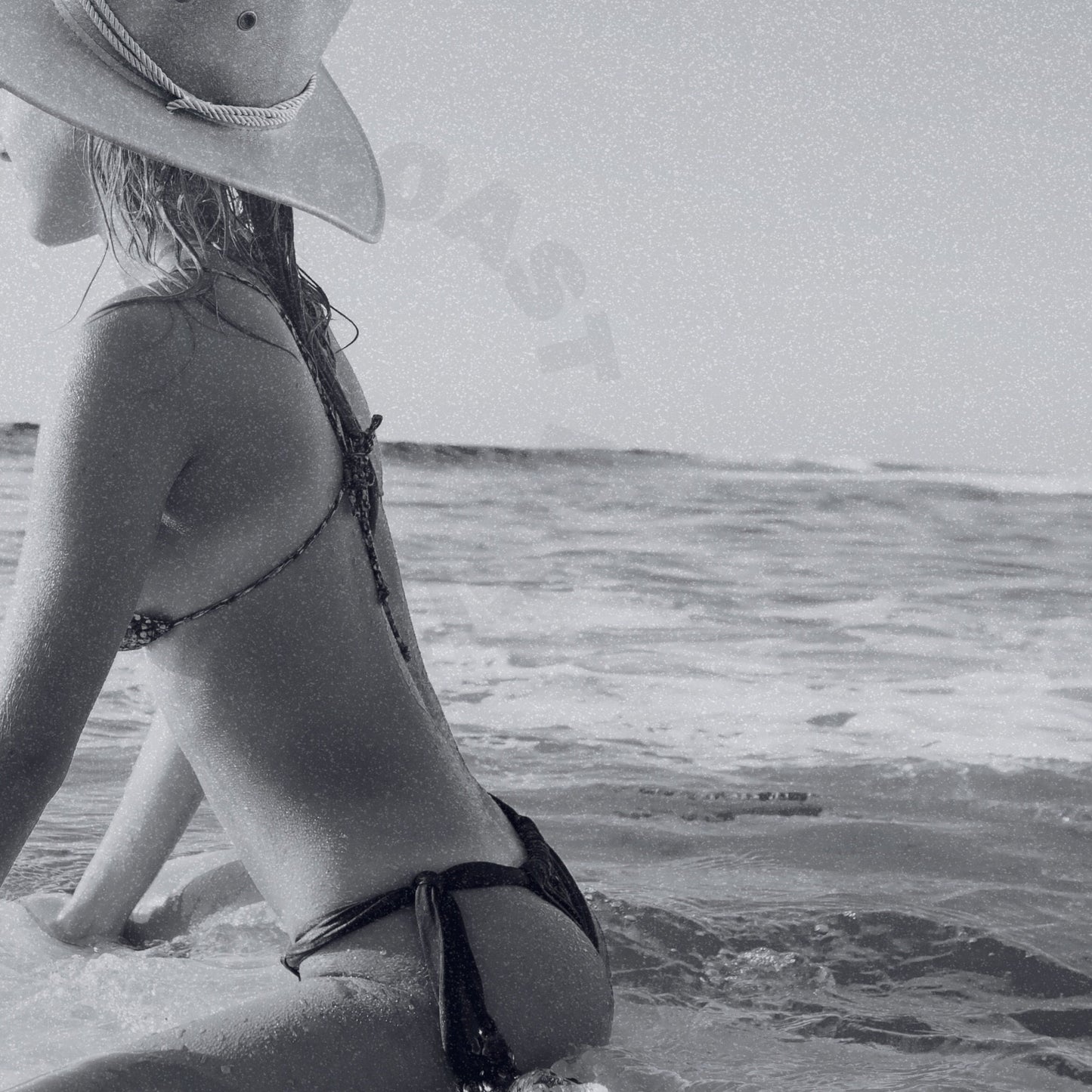 Surfs Up Cowgirl Newspaper Digital Prints In Monotone