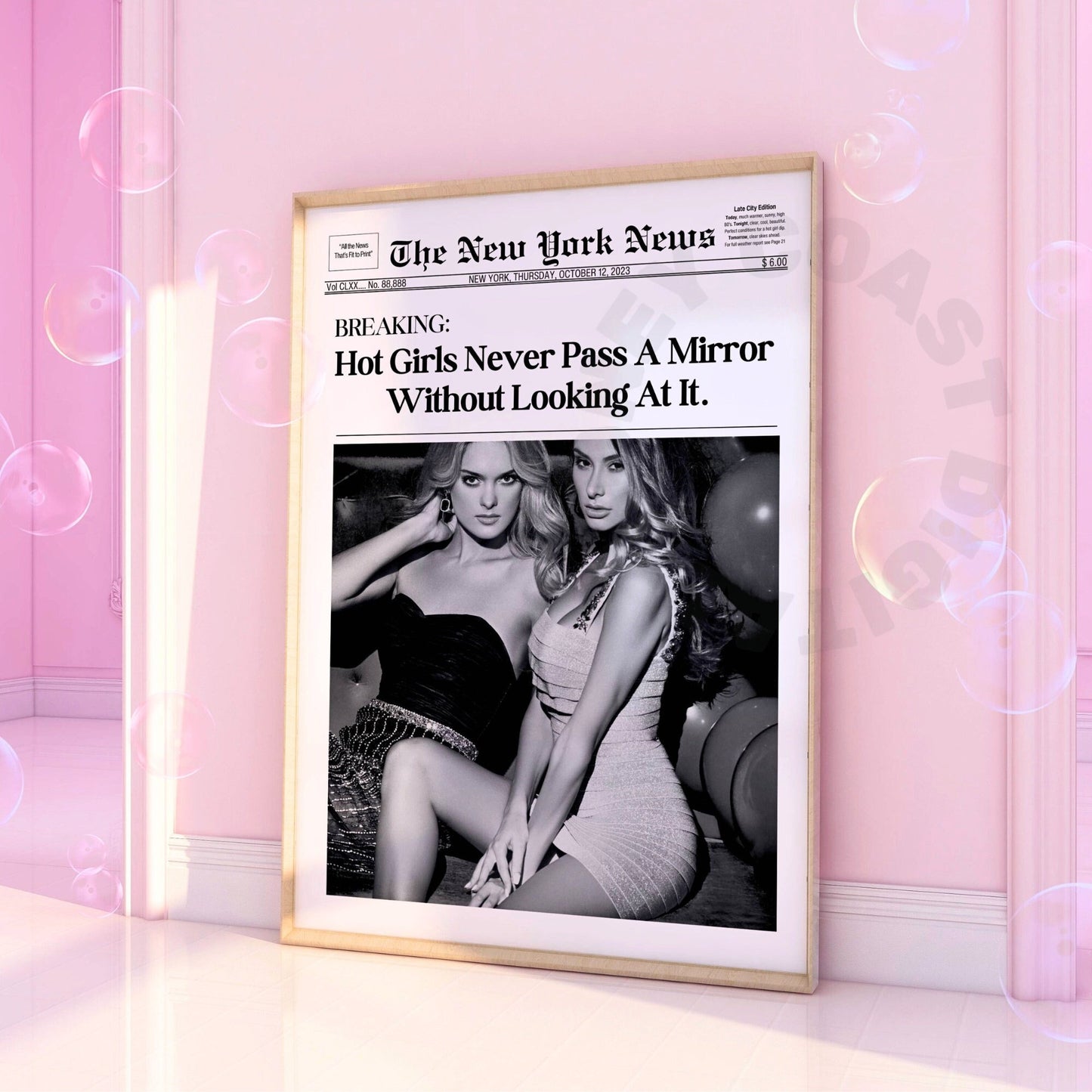 Never Pass A Mirror Newspaper Digital Prints