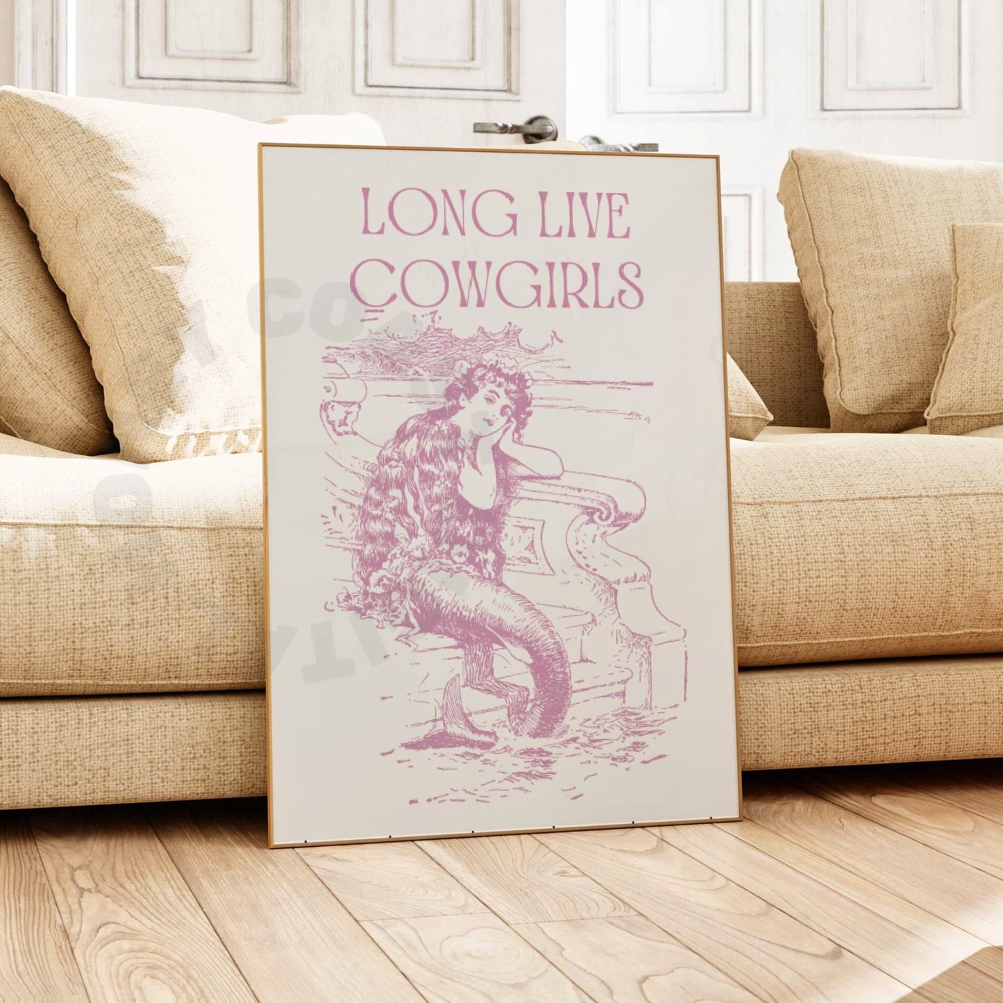 Pink Mermaid Cowgirl Digital Prints