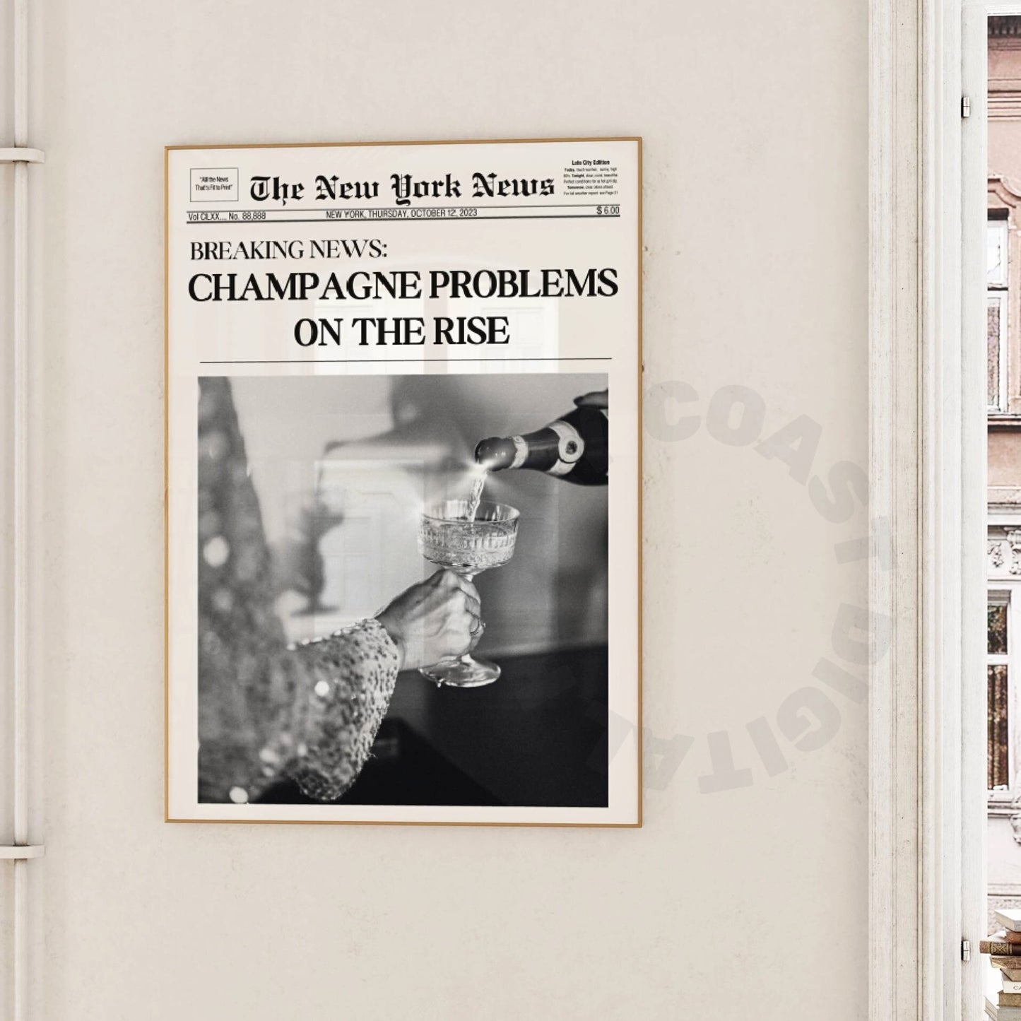 Champagne Problems Newspaper Digital Prints