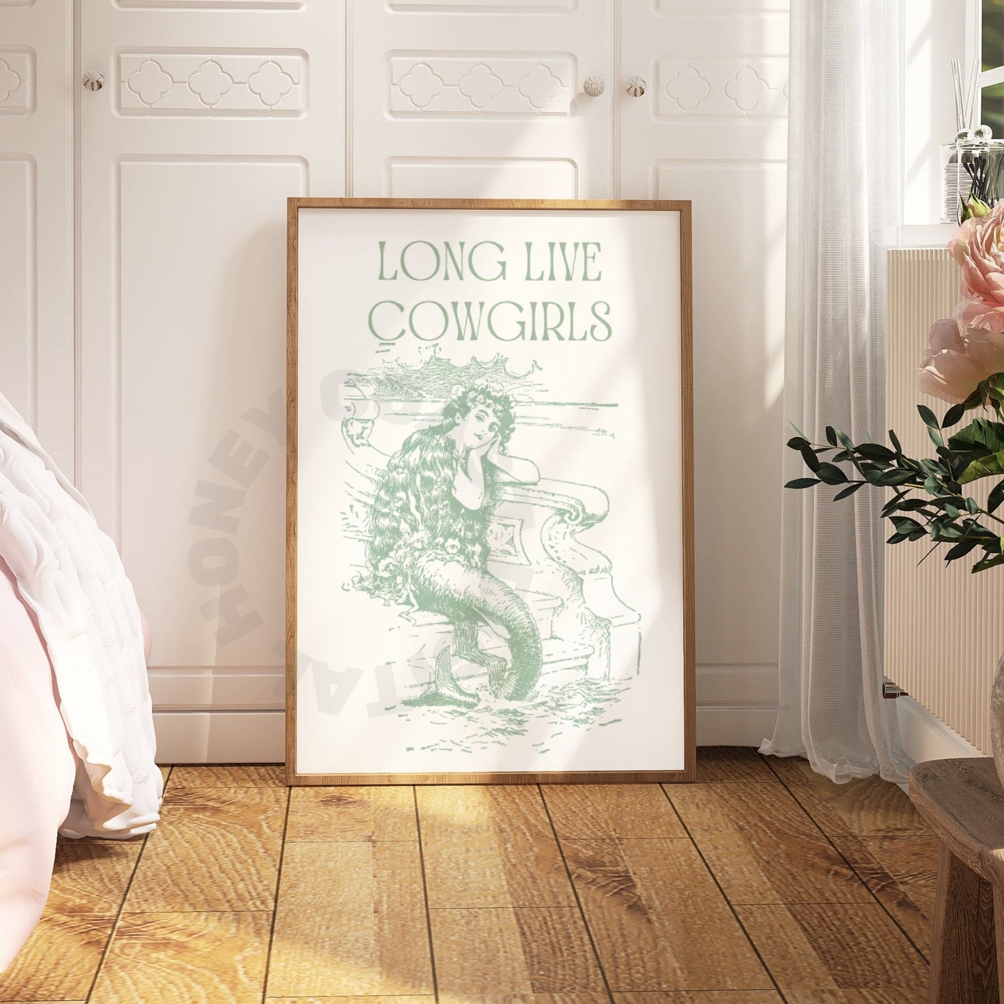 Sage Green Mermaid Cowgirl Digital Prints