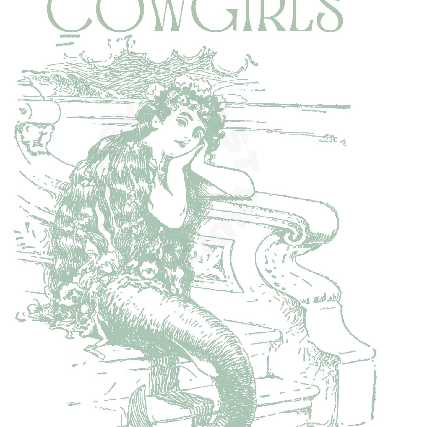 Sage Green Mermaid Cowgirl Digital Prints