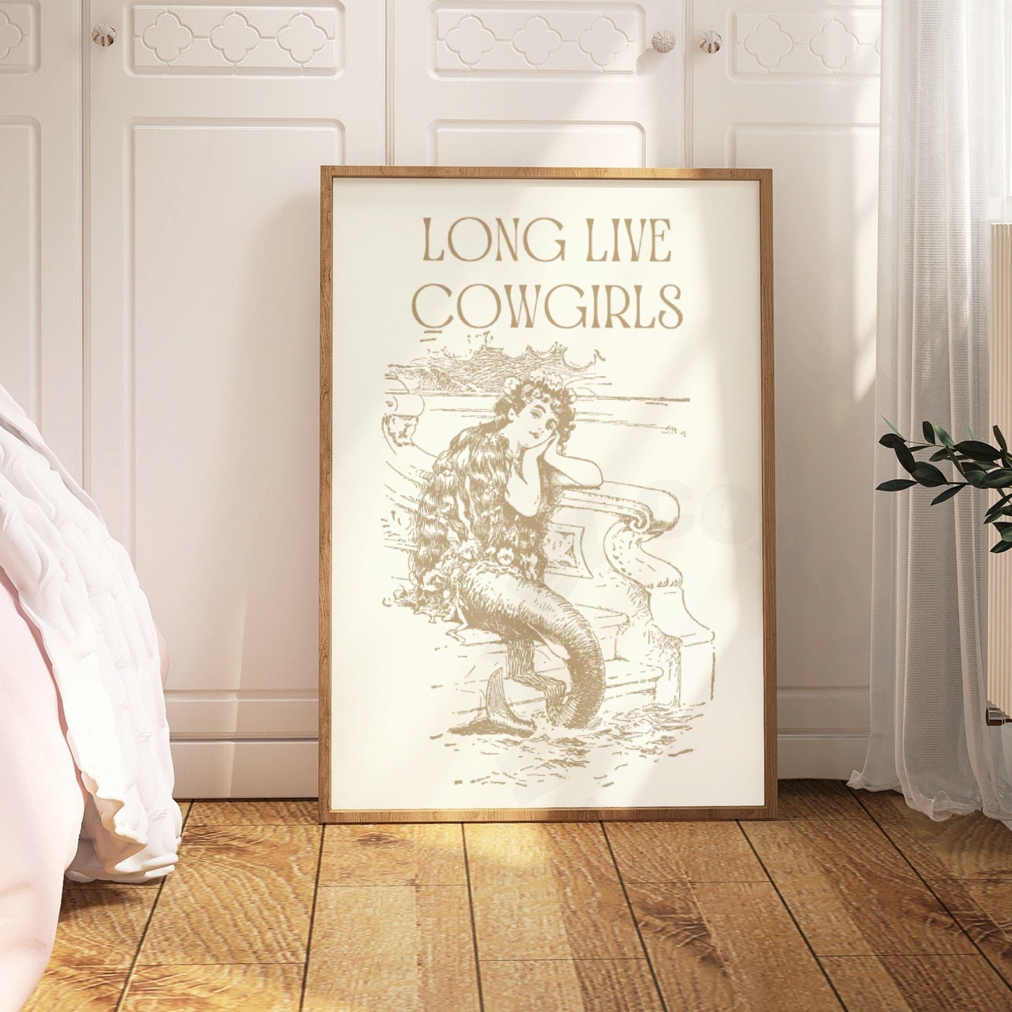 Beige Mermaid Cowgirl Poster