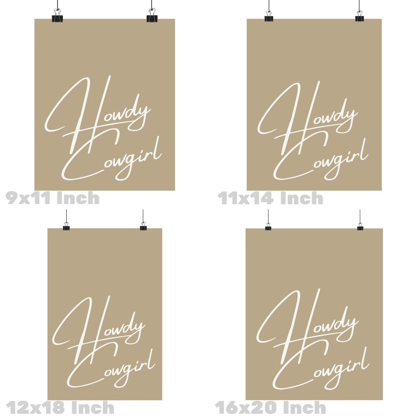 Beige Howdy Cowgirl Poster