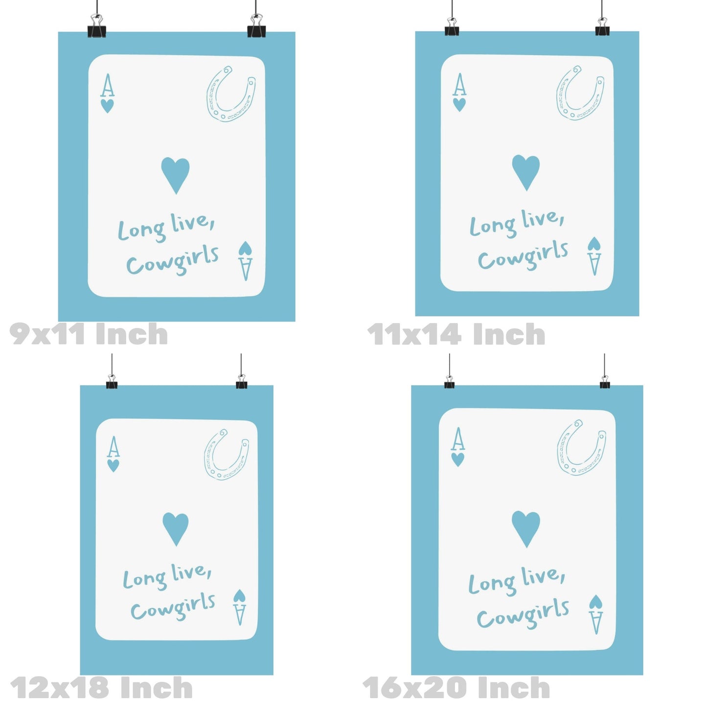 Surf Blue Coastal Cowgirl Playing Card Poster