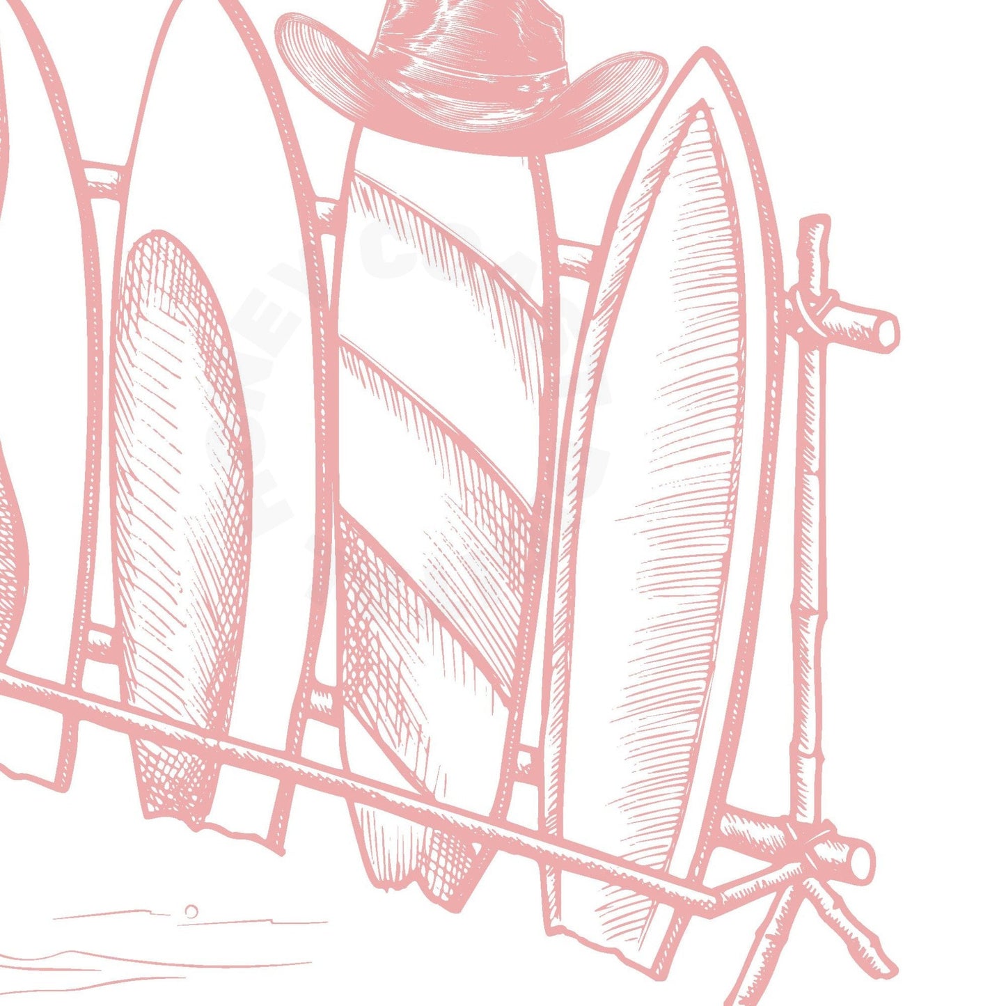 Pink Surfs Up Cowgirl Surfboards & Cowboy Poster