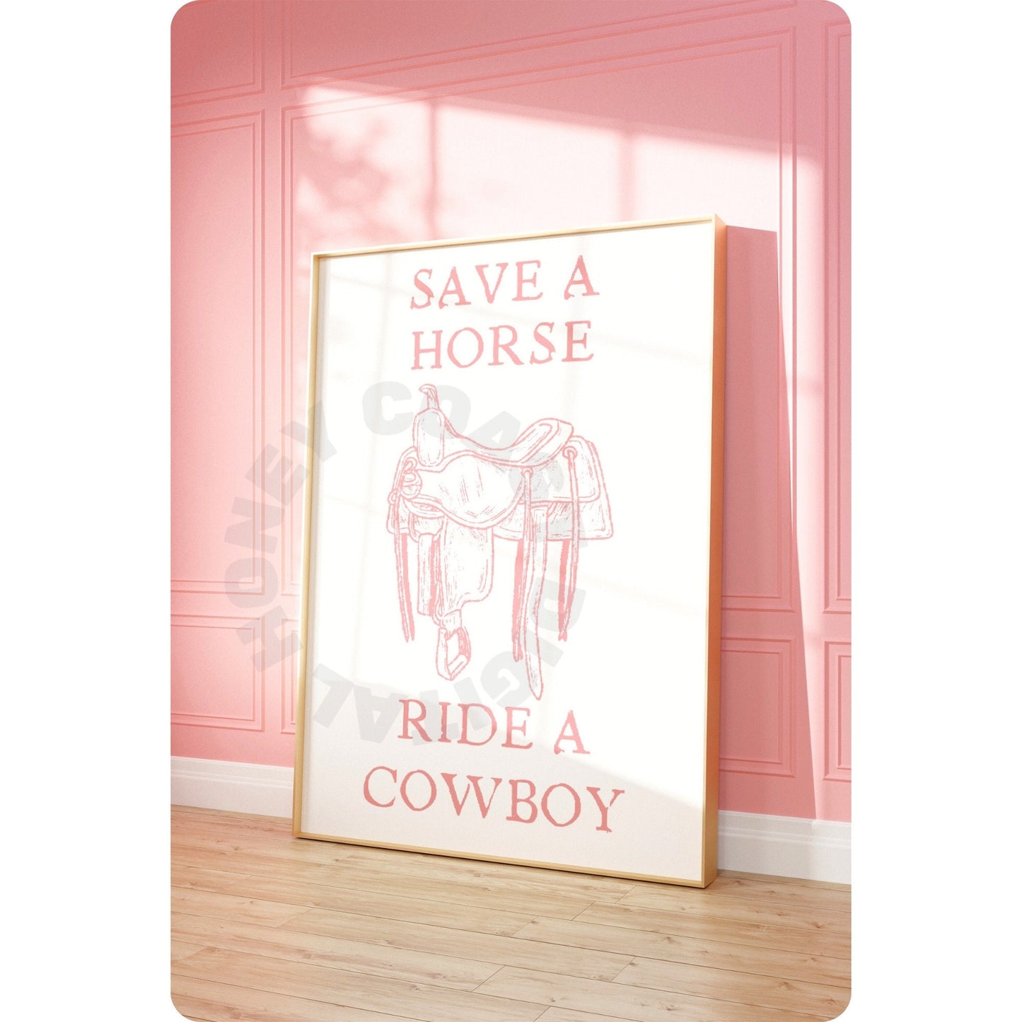 Pink Save A Horse Ride A Cowboy Digital Prints