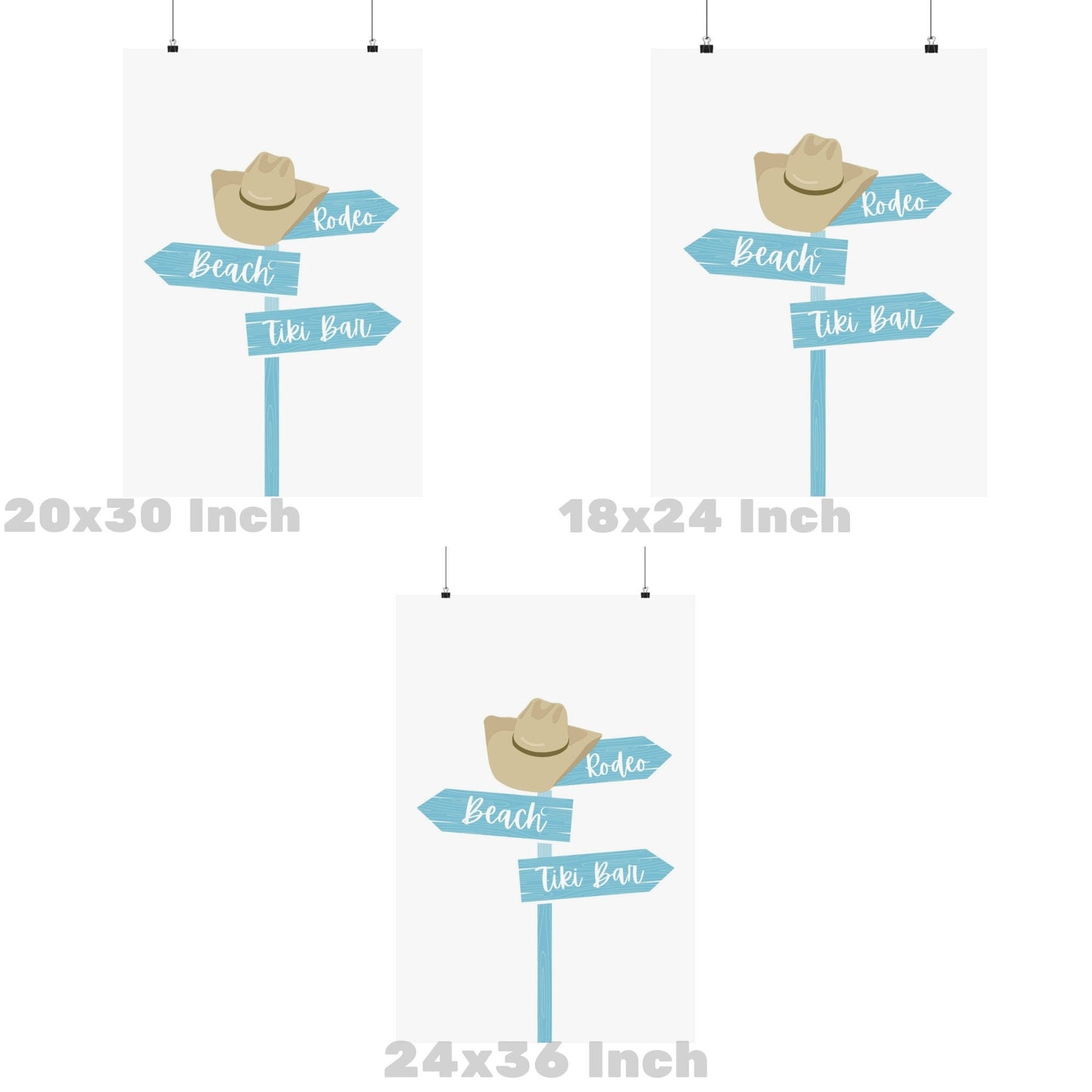 Surf Blue Coastal Cowgirl Beach Sign Poster