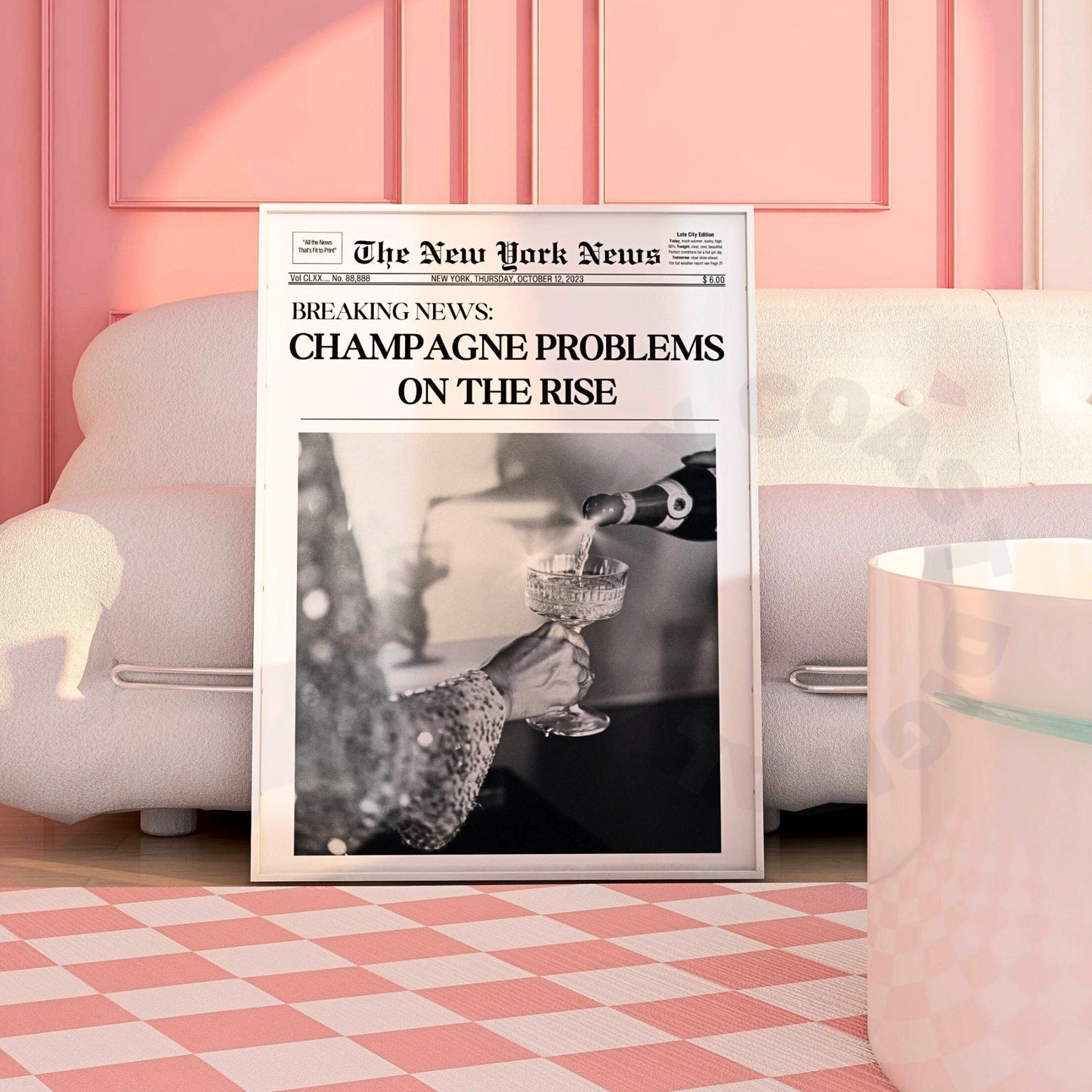 Champagne Problems Newspaper Poster