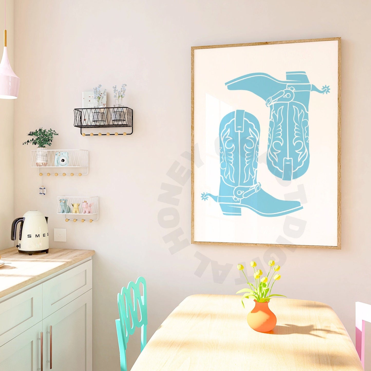 Surf Blue Coastal Cowgirl Digital Prints, Set of 3
