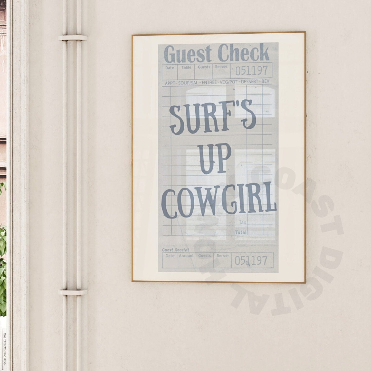 Surf's Up Cowgirl Guest Check Poster