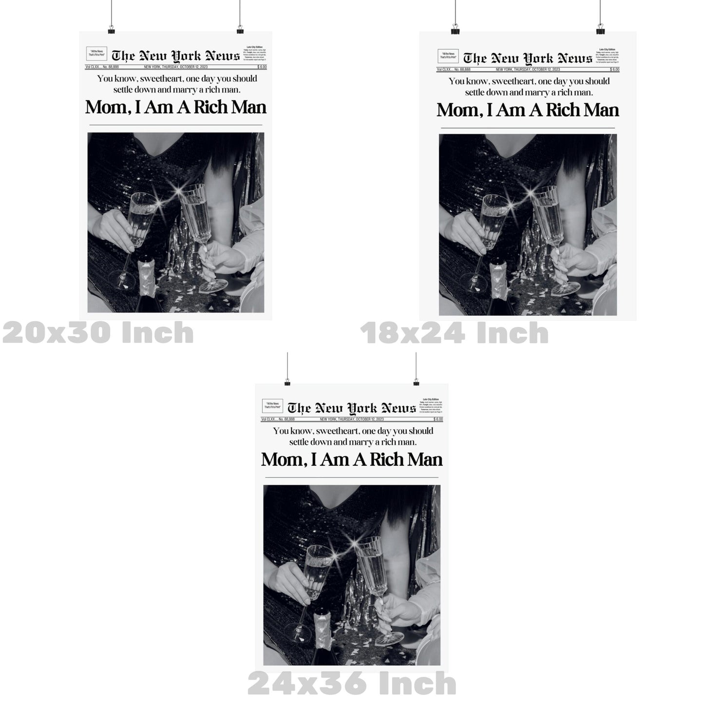 Mom I Am A Rich Man Newspapers Poster