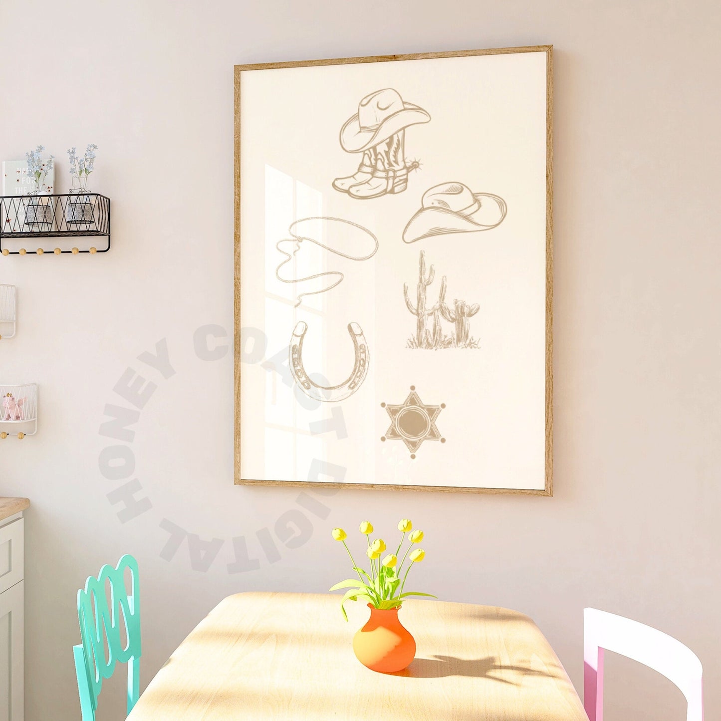 Neutral Beige Cowboy Stuff Poster