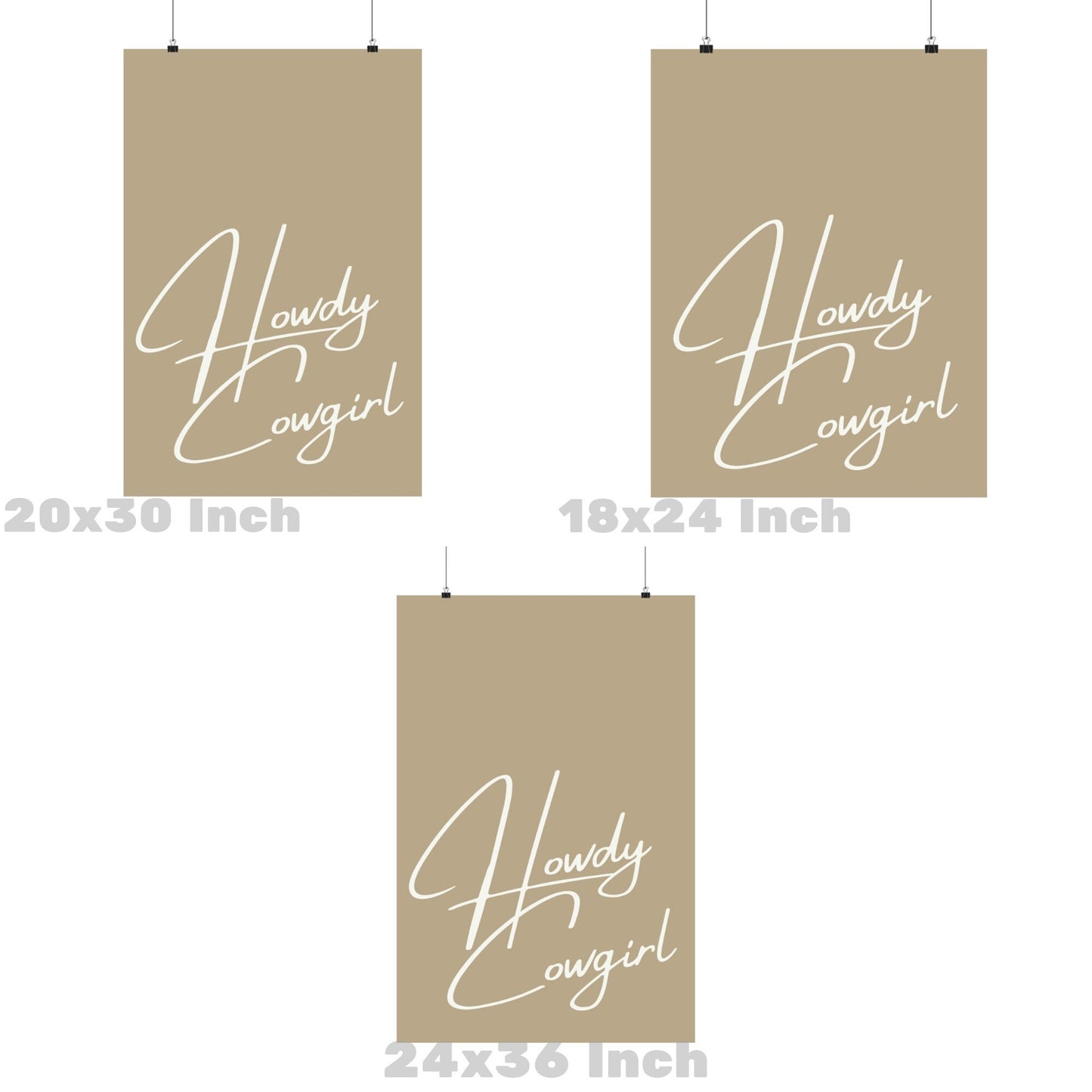 Beige Howdy Cowgirl Poster