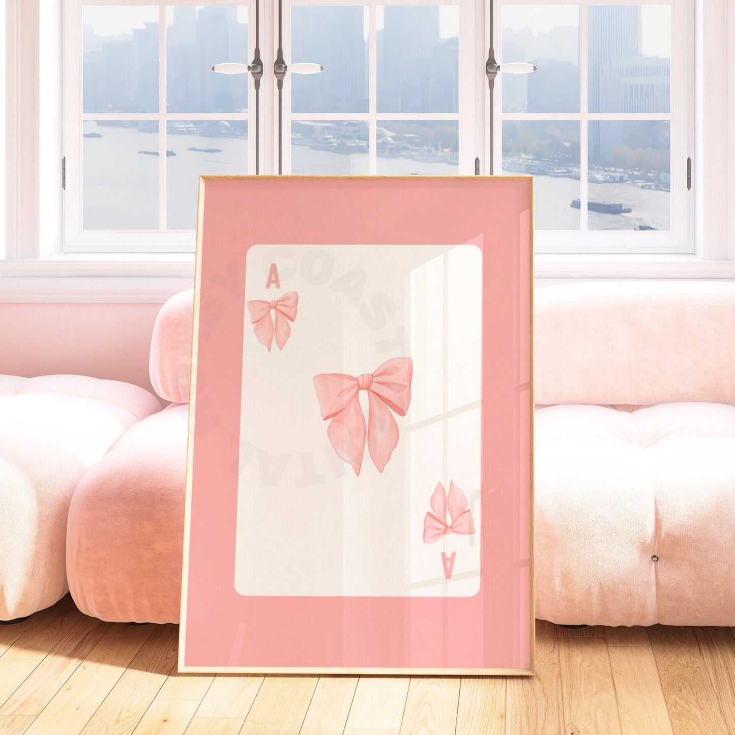 Pink Bow Playing Card Poster