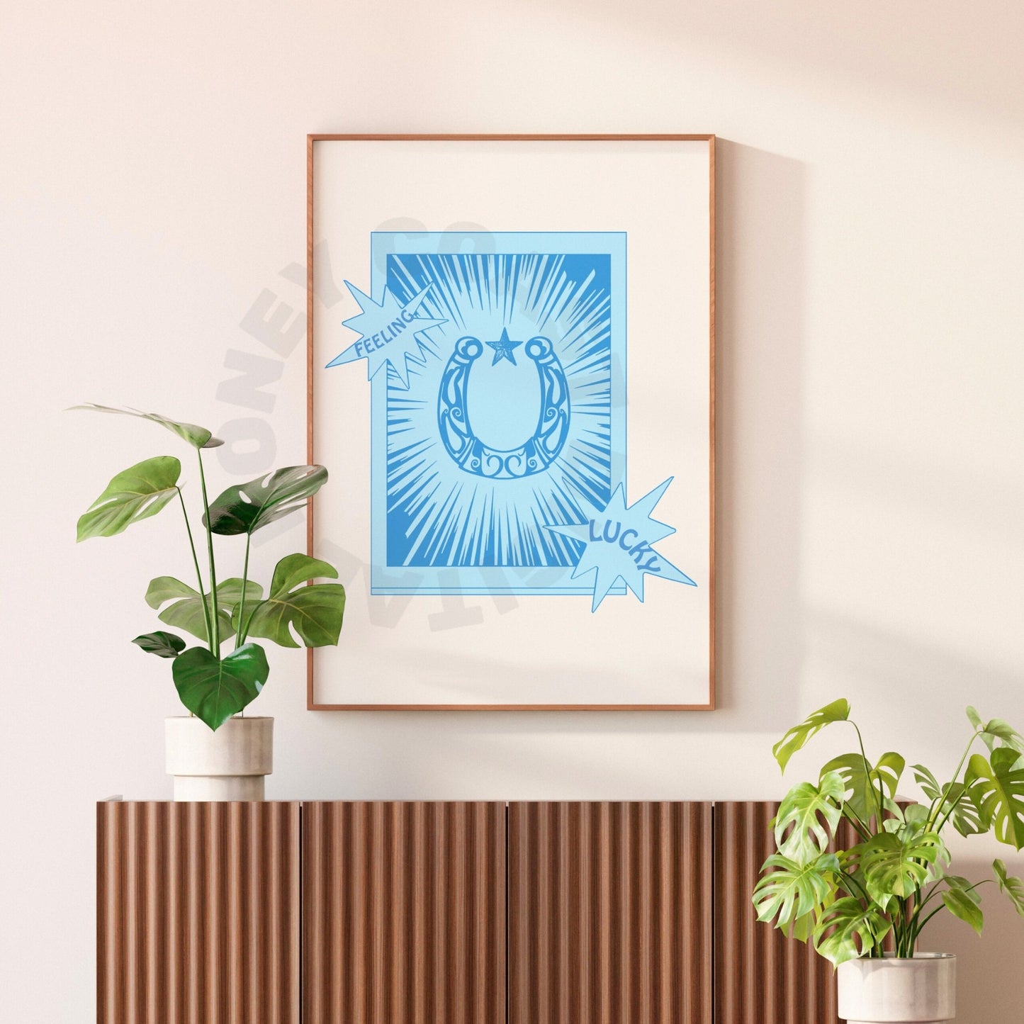 Blue Feeling Lucky Horseshoe Digital Prints