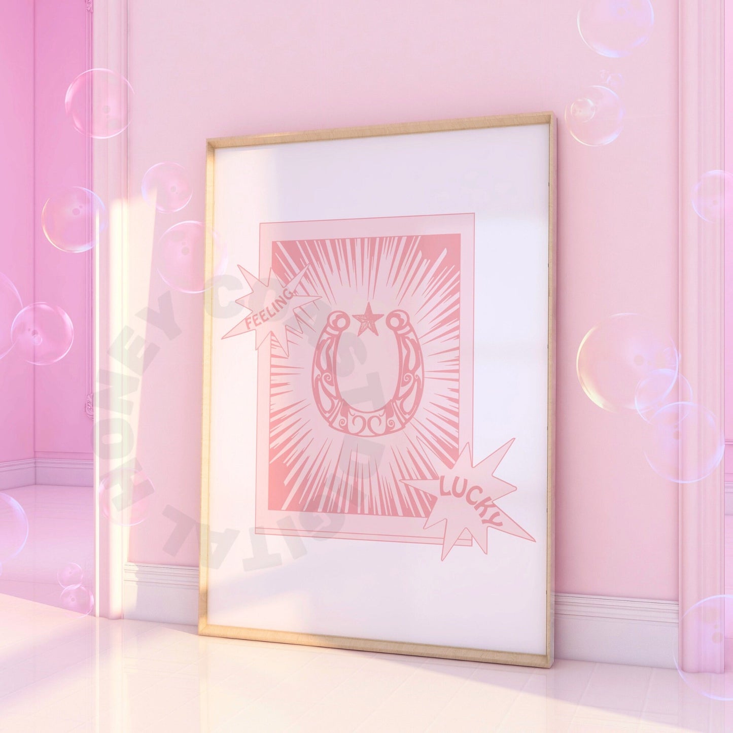 Pink Feeling Lucky Horseshoe Digital Prints