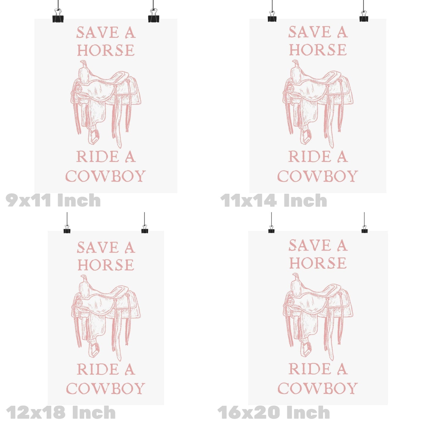 Pink Save A Horse Ride A Cowboy Poster