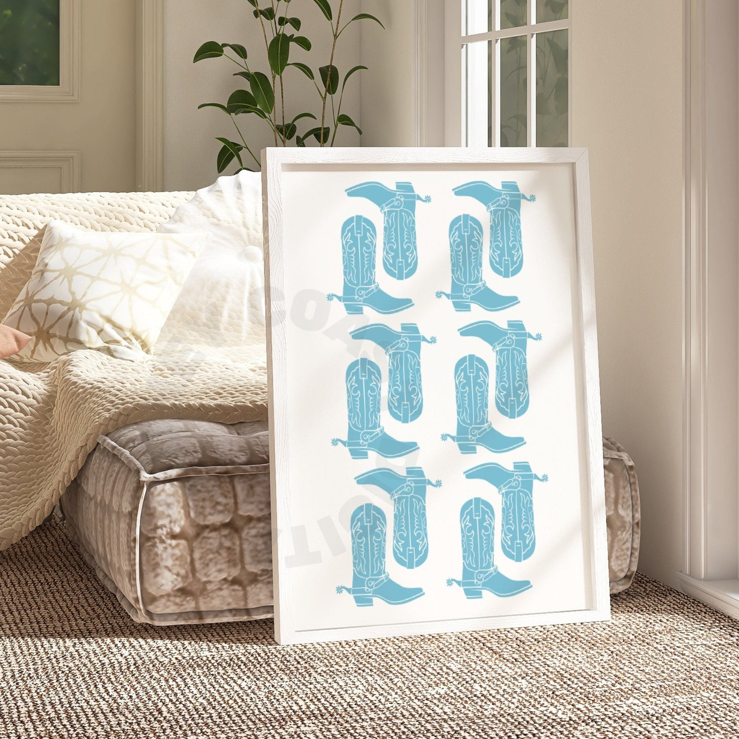 Surf Blue Cowboy Boots Poster