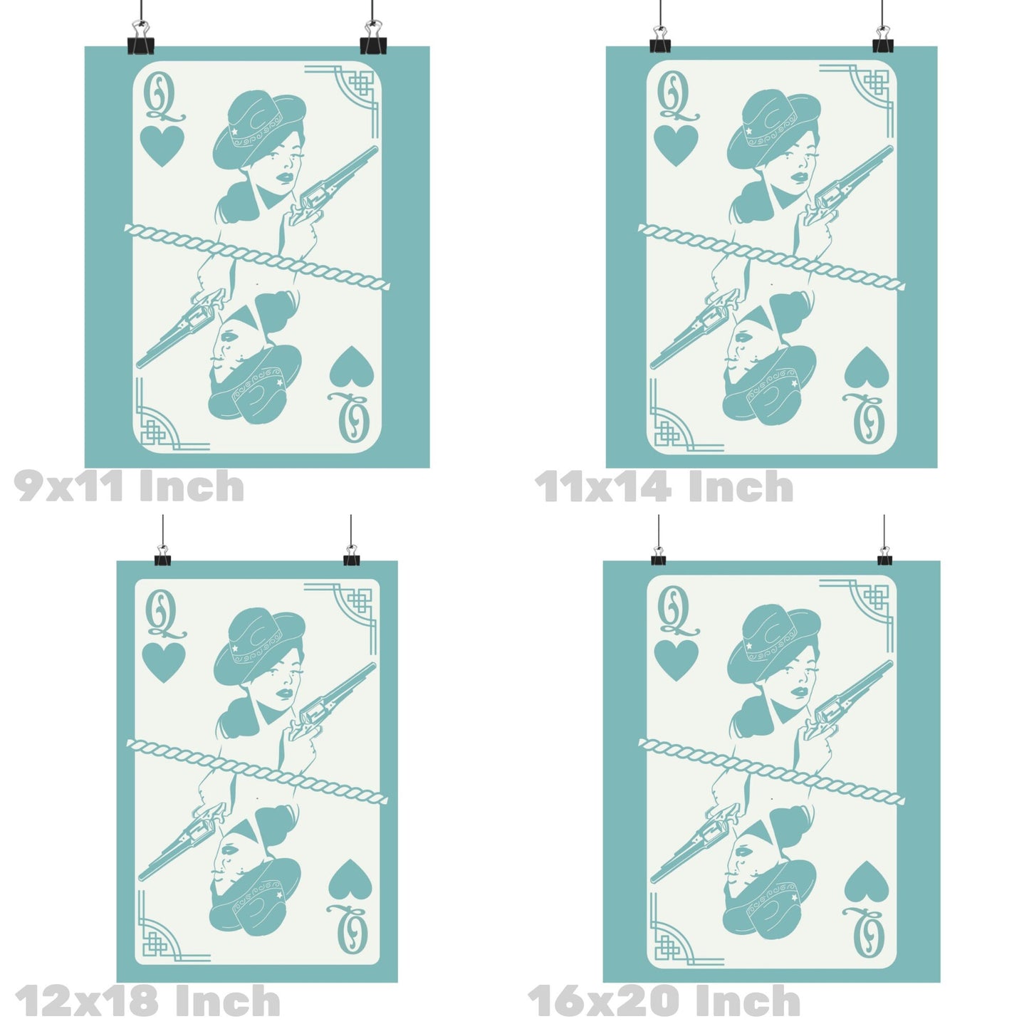 Queen Of Cowgirls Playing Card Poster In Seafoam