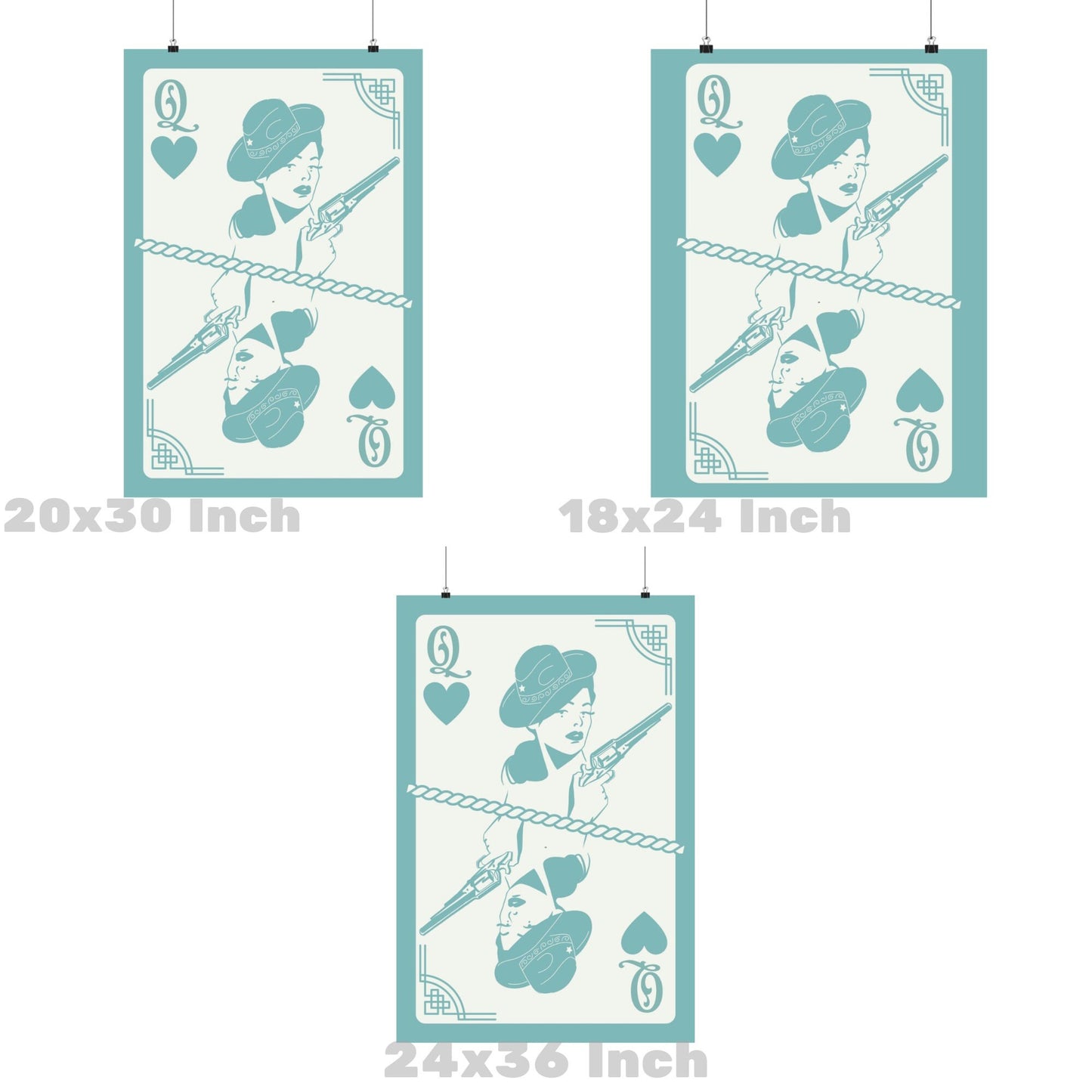 Queen Of Cowgirls Playing Card Poster In Seafoam