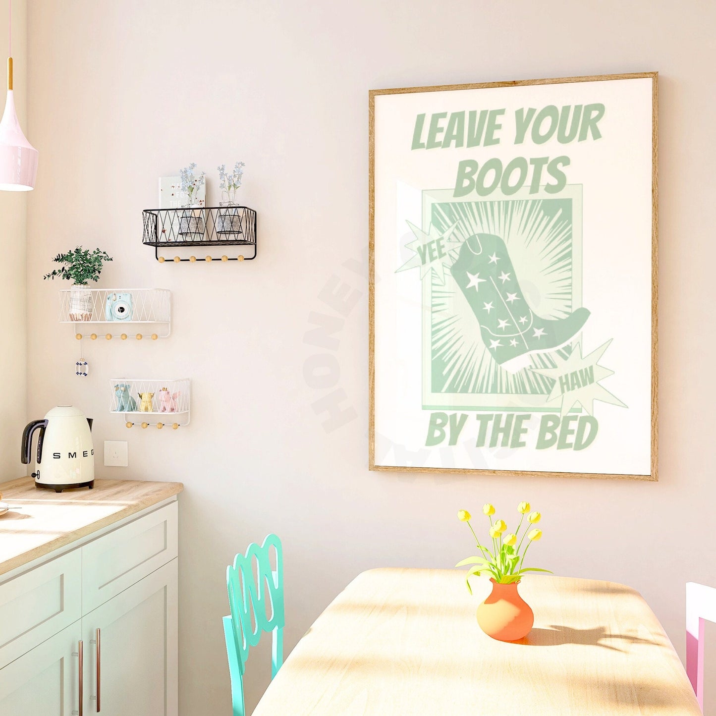 Sage Green Leave Your Boots By The Bed Poster