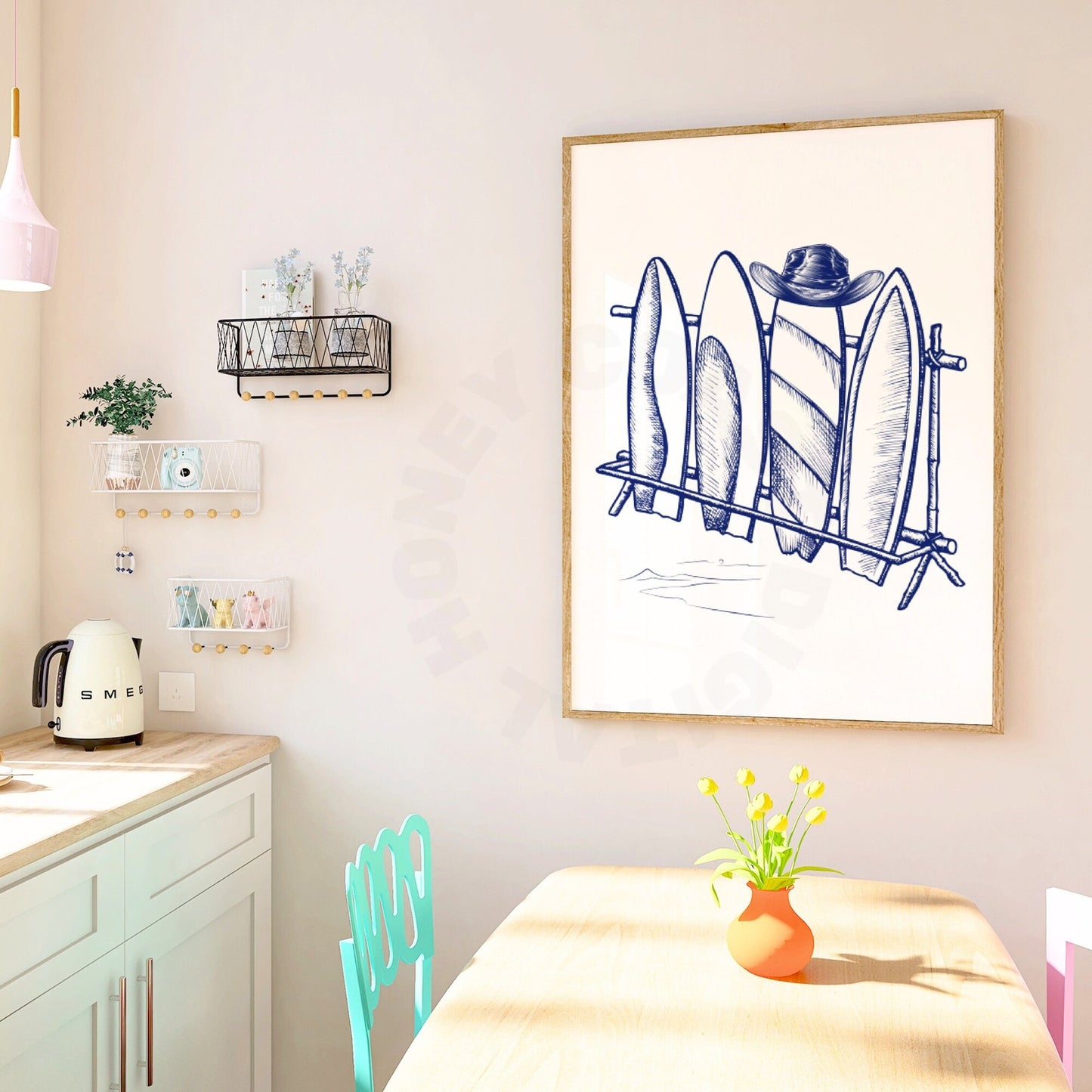 Navy Surfboards & Cowboy Hat Digital Prints