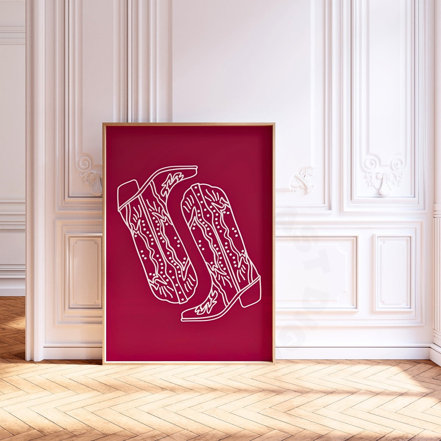 Vintage Red Cowboy Boots Digital Prints