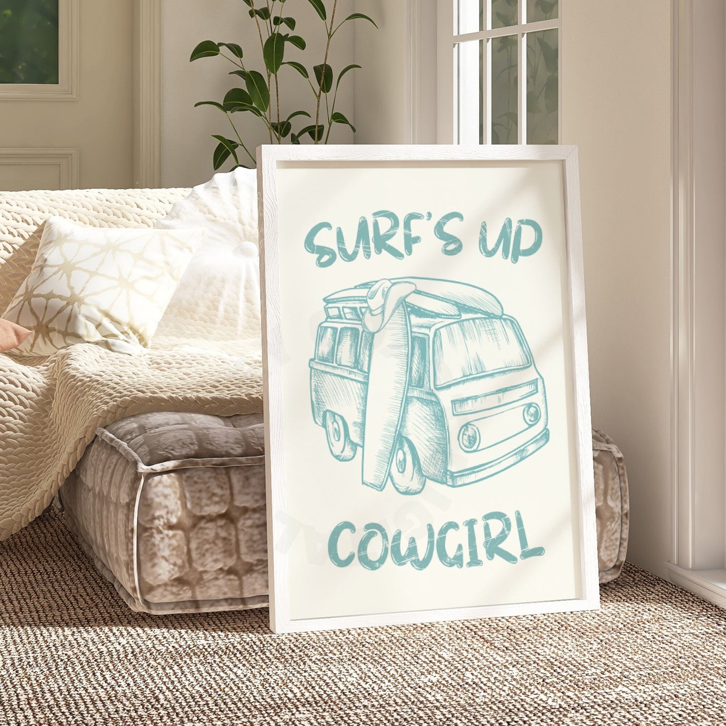 Seafoam Surf's Up Cowgirl Poster