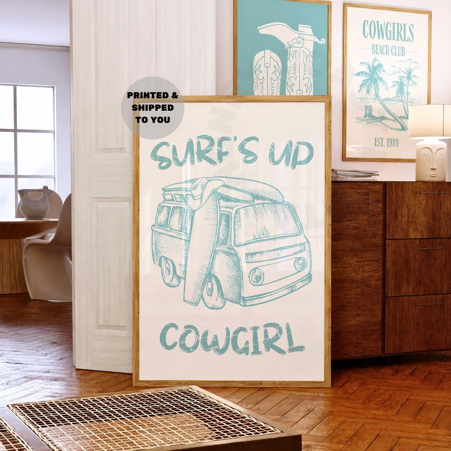 Seafoam Surf's Up Cowgirl Poster