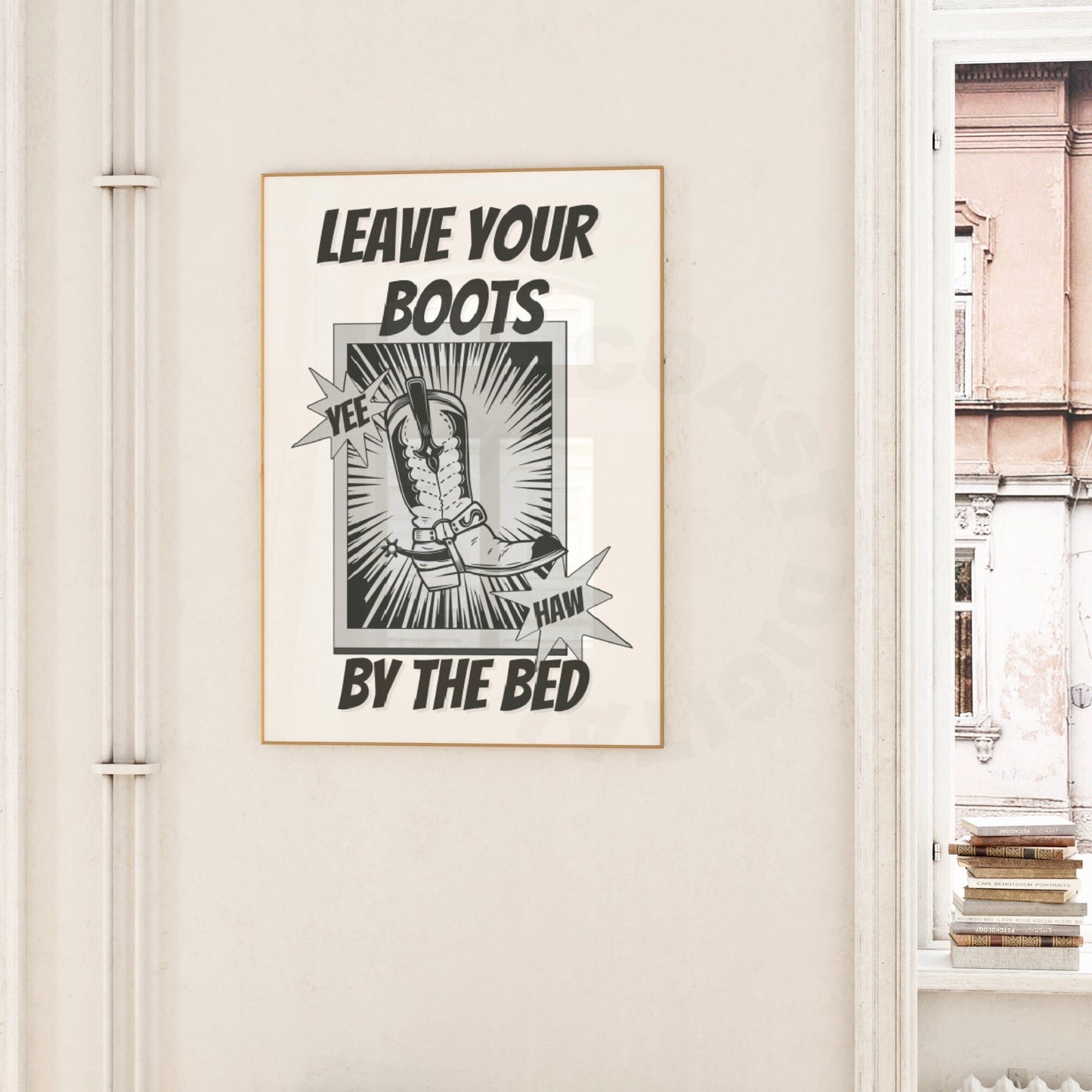 Black Leave Your Boots By The Bed Digital Prints