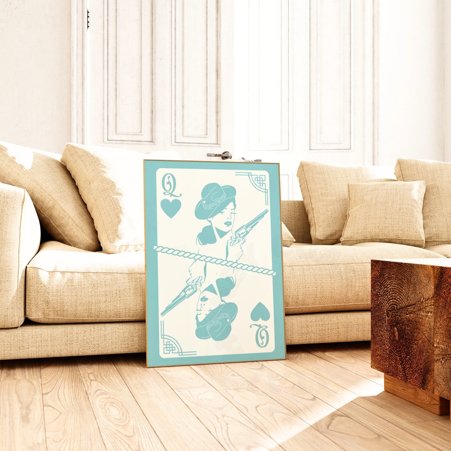 Queen Of Cowgirls Playing Card Poster In Seafoam