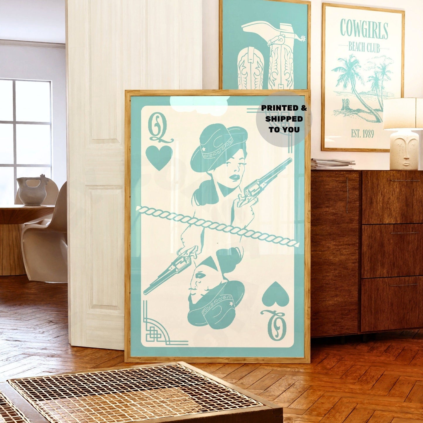 Queen Of Cowgirls Playing Card Poster In Seafoam