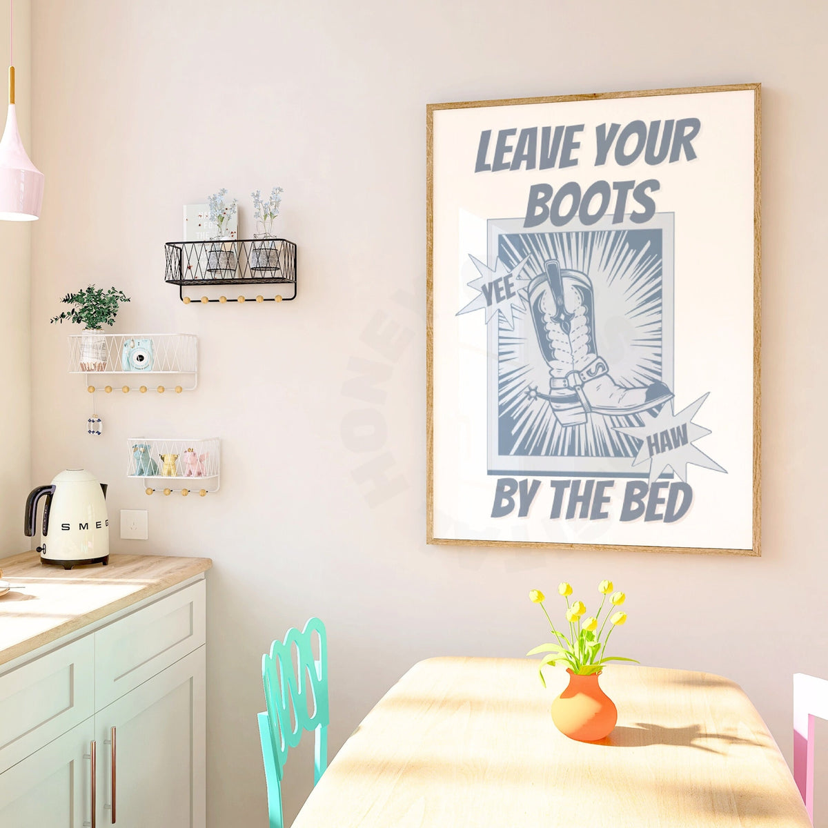 Coastal Blue Leave Your Boots By The Bed Poster