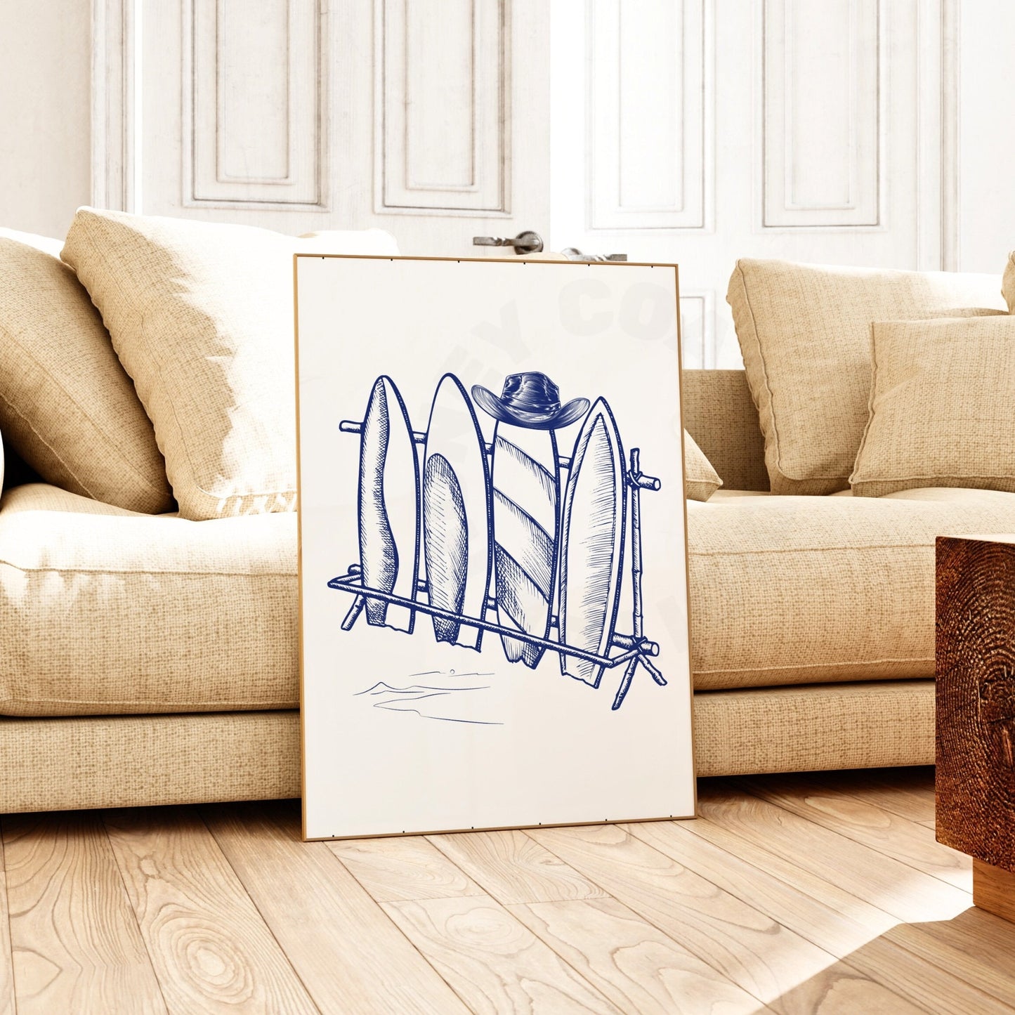 Navy Surfboards & Cowboy Hat Digital Prints