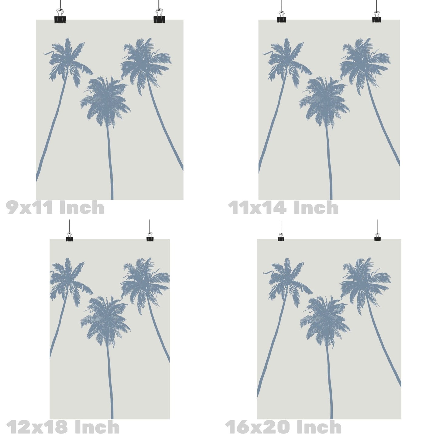 Coastal Blue Palm Trees Poster
