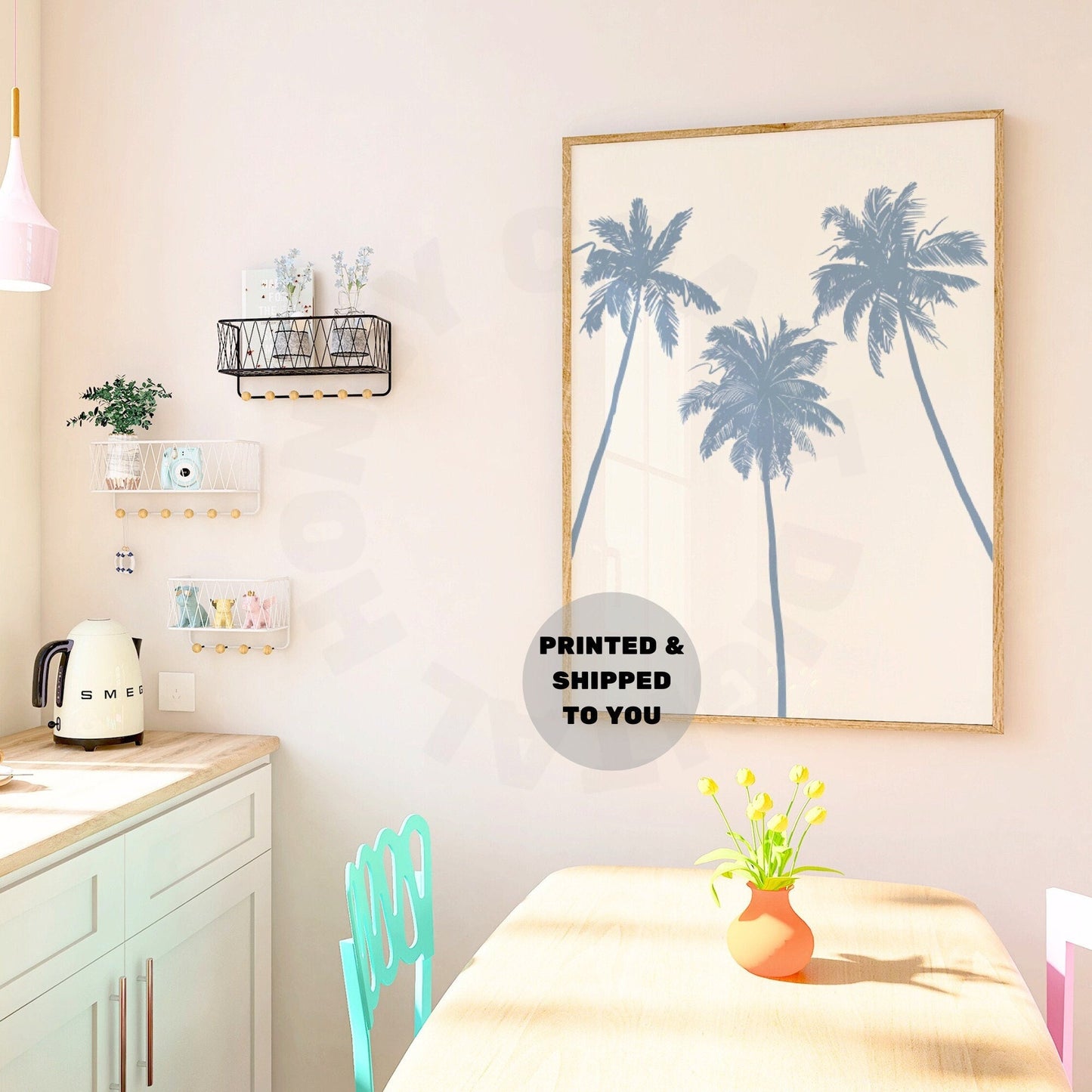 Coastal Blue Palm Trees Poster