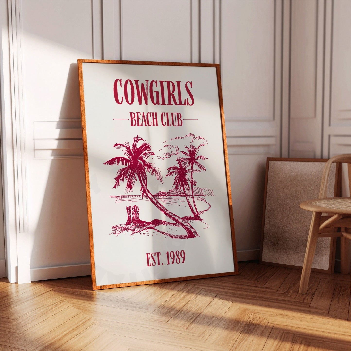 Vintage Red Coastal Cowgirl Digital Prints, Set Of 3
