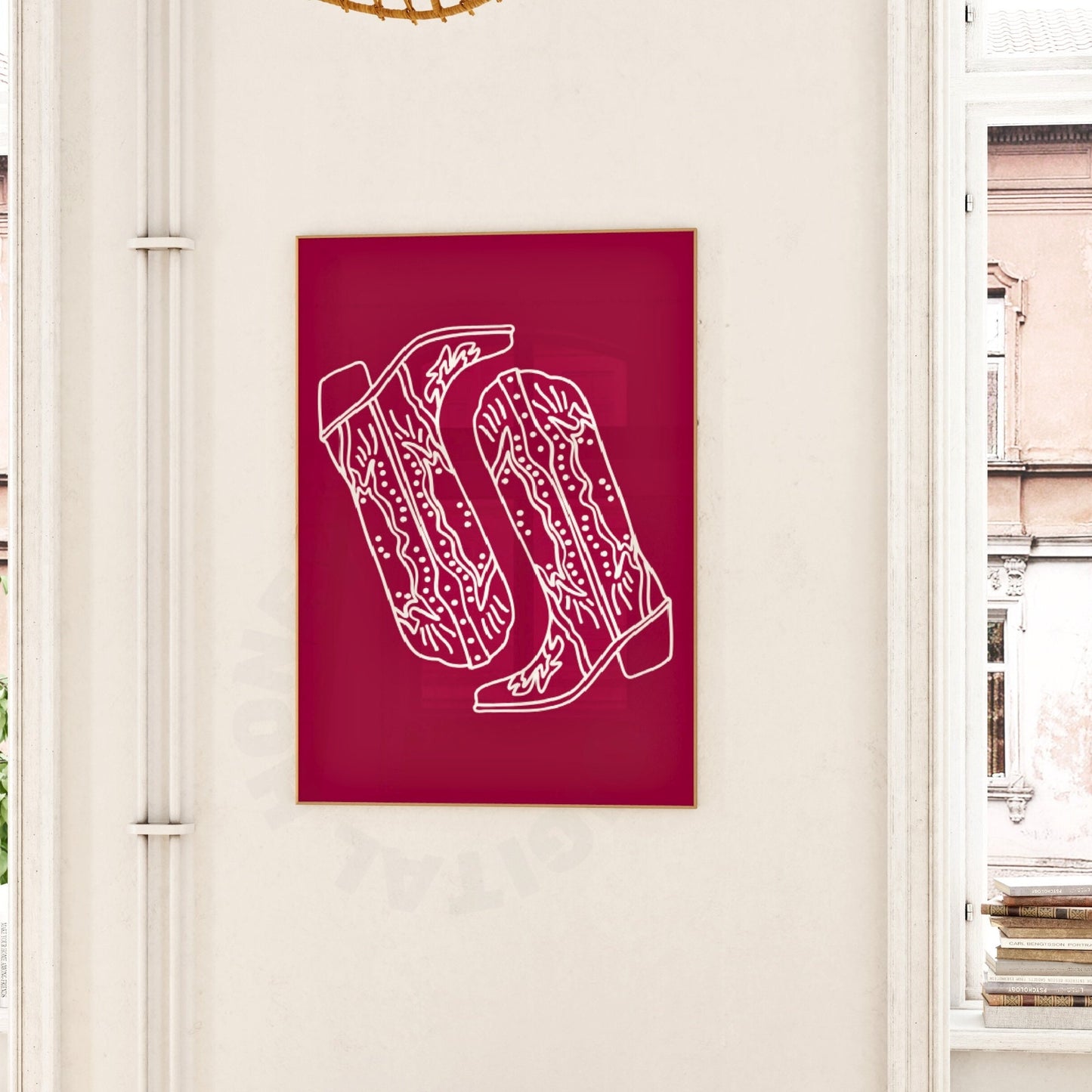 Vintage Red Cowboy Boots Digital Prints