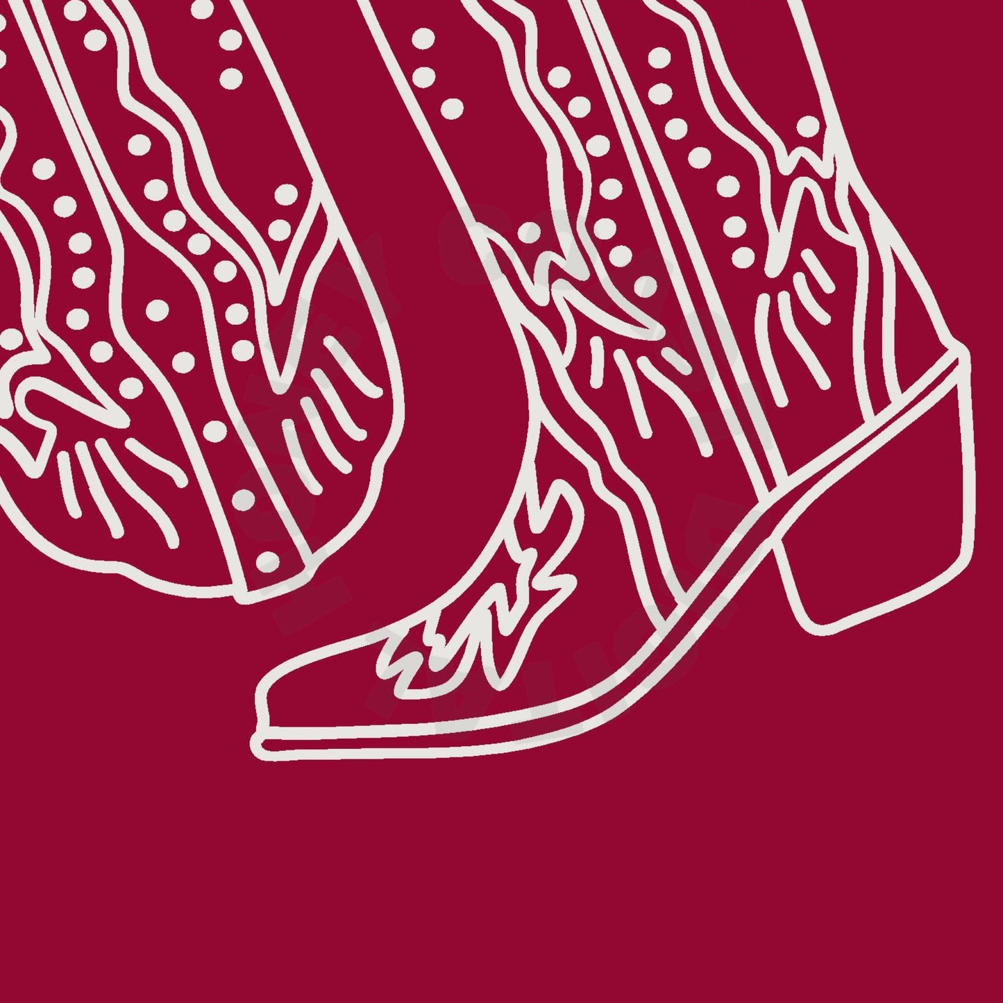 Vintage Red Cowboy Boots Digital Prints
