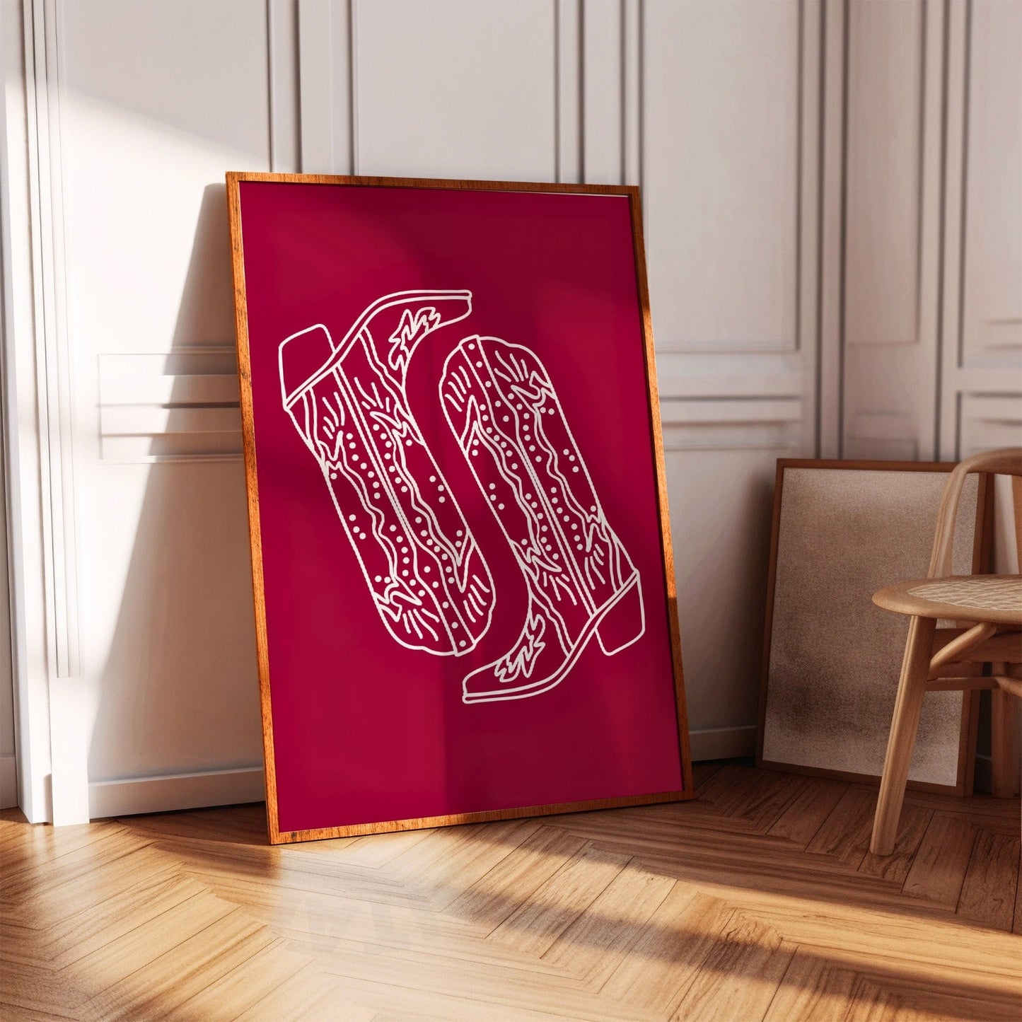 Vintage Red Cowboy Boots Digital Prints