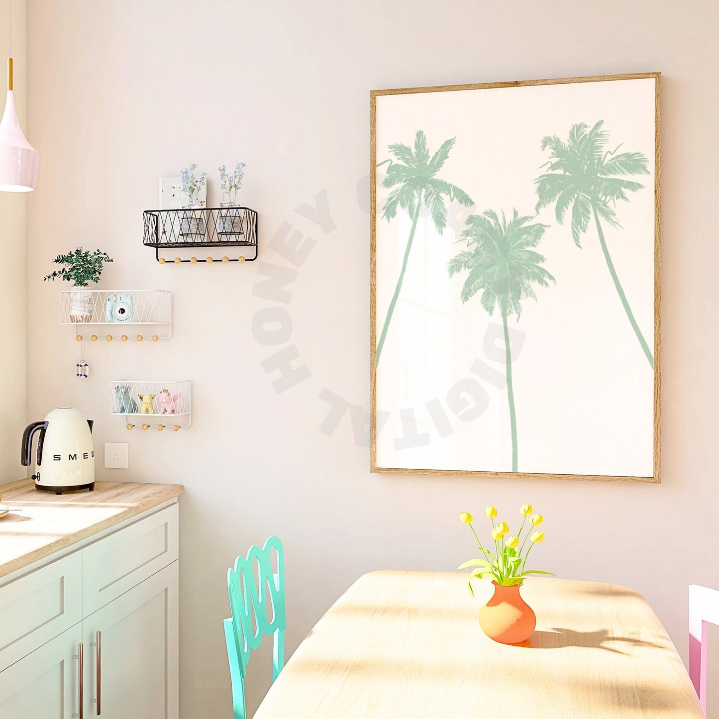 Sage Green Palm Trees Digital Prints