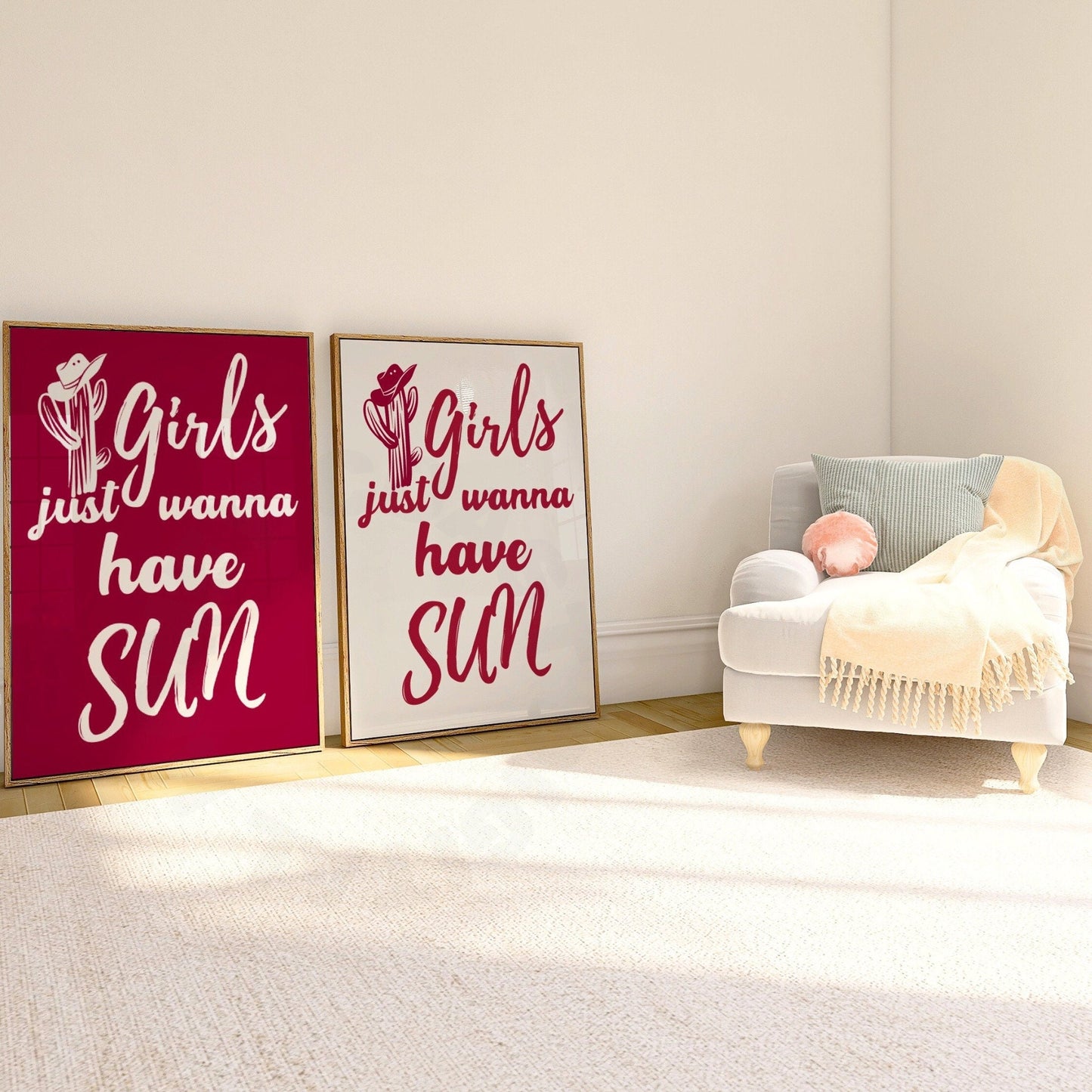 Vintage Red Girls Just Wanna Have Sun Poster