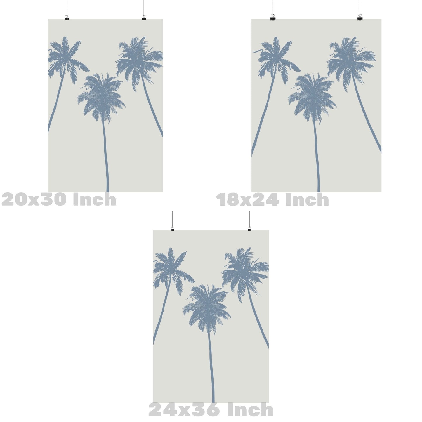 Coastal Blue Palm Trees Poster