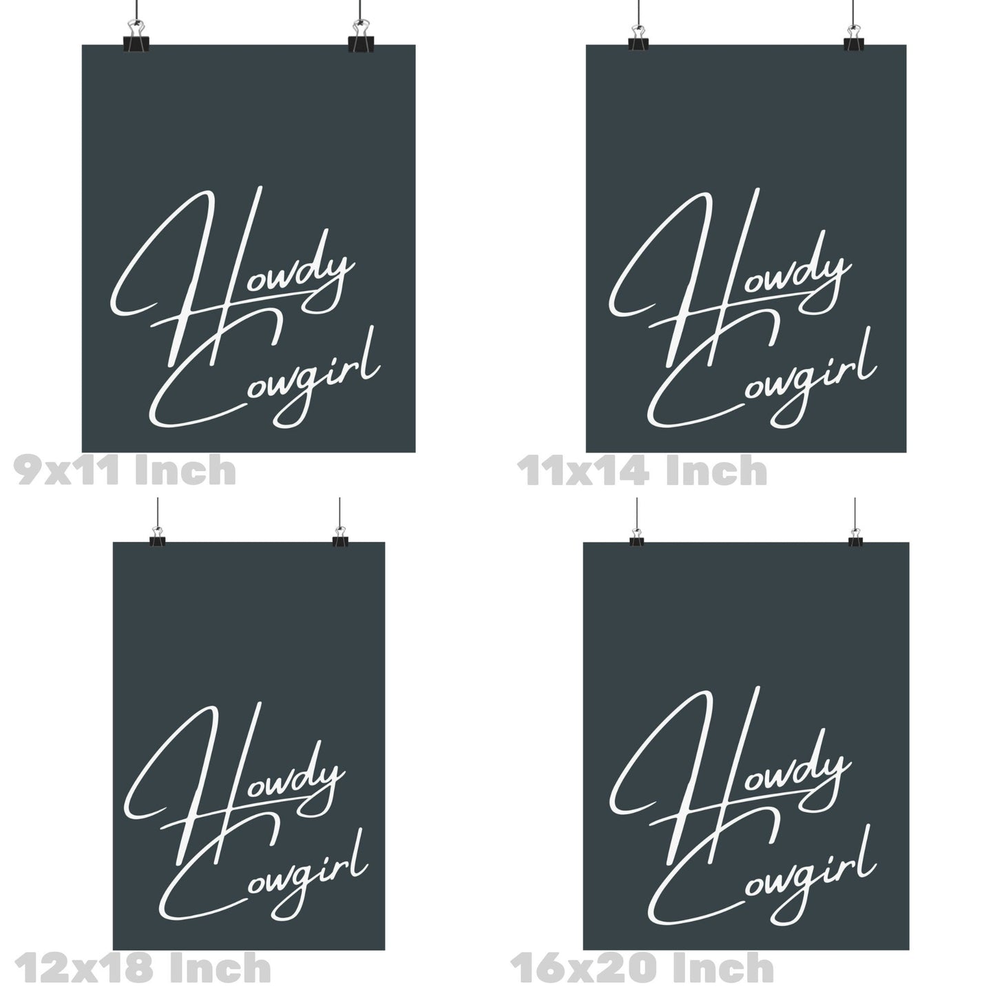 Monotone Howdy Cowgirl Poster
