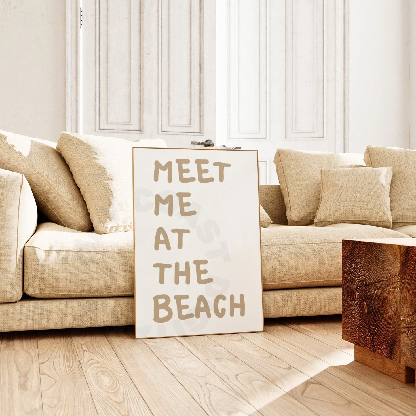 Beige Meet Me At the Beach Poster