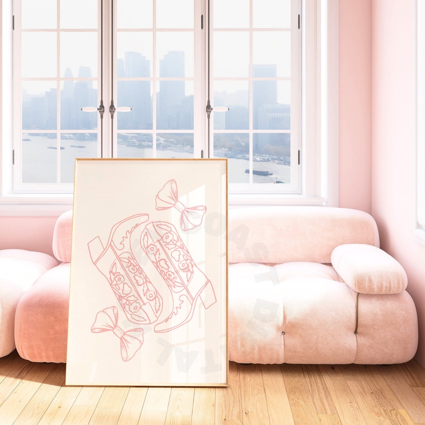Pink Vintage Hair Bow And Boots Poster