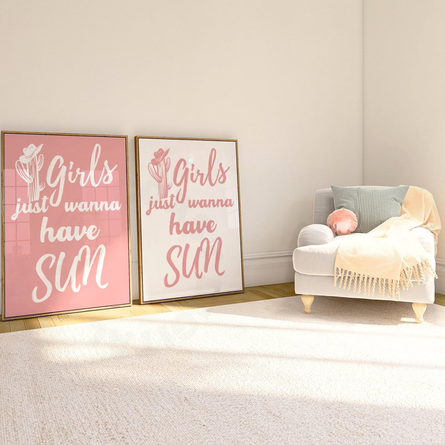 Pink Coastal Cowgirl Digital Prints, Set Of 2