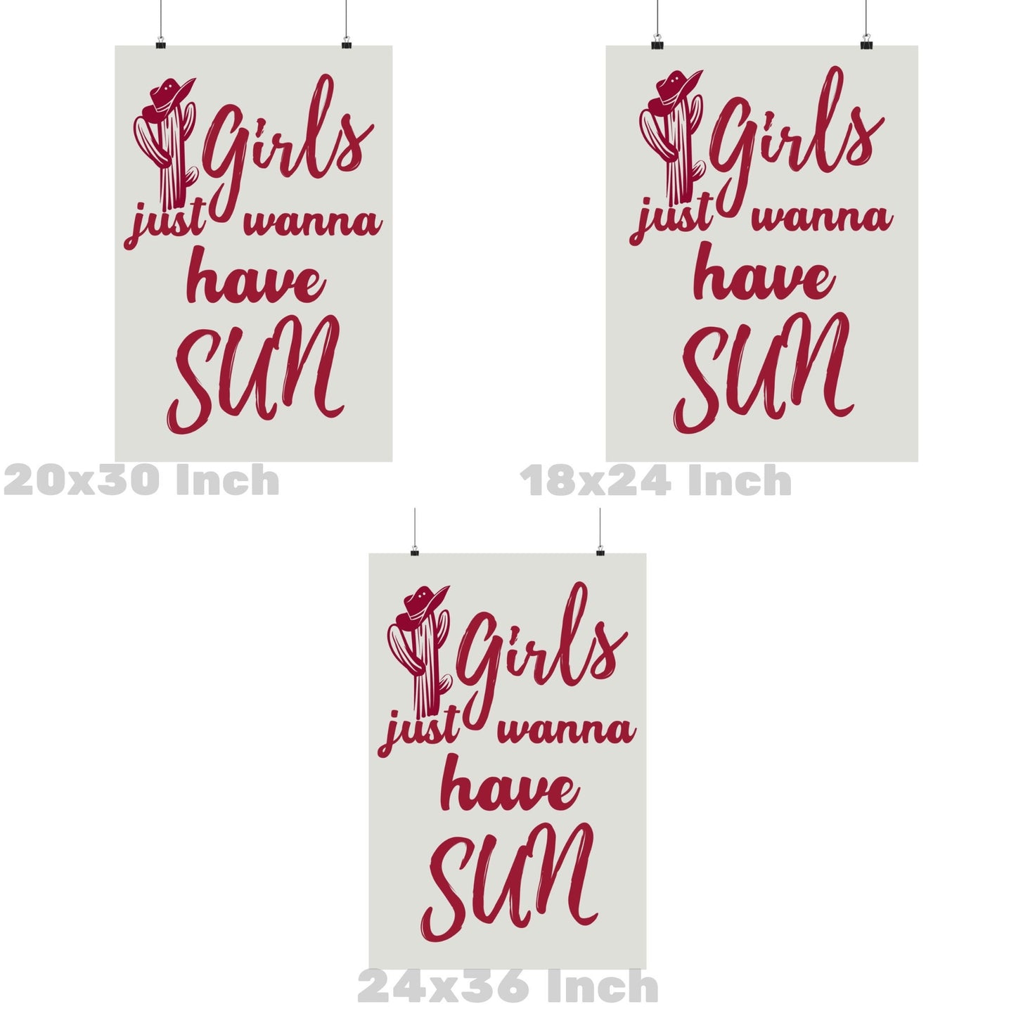 Vintage Red Girls Just Wanna Have Sun Poster