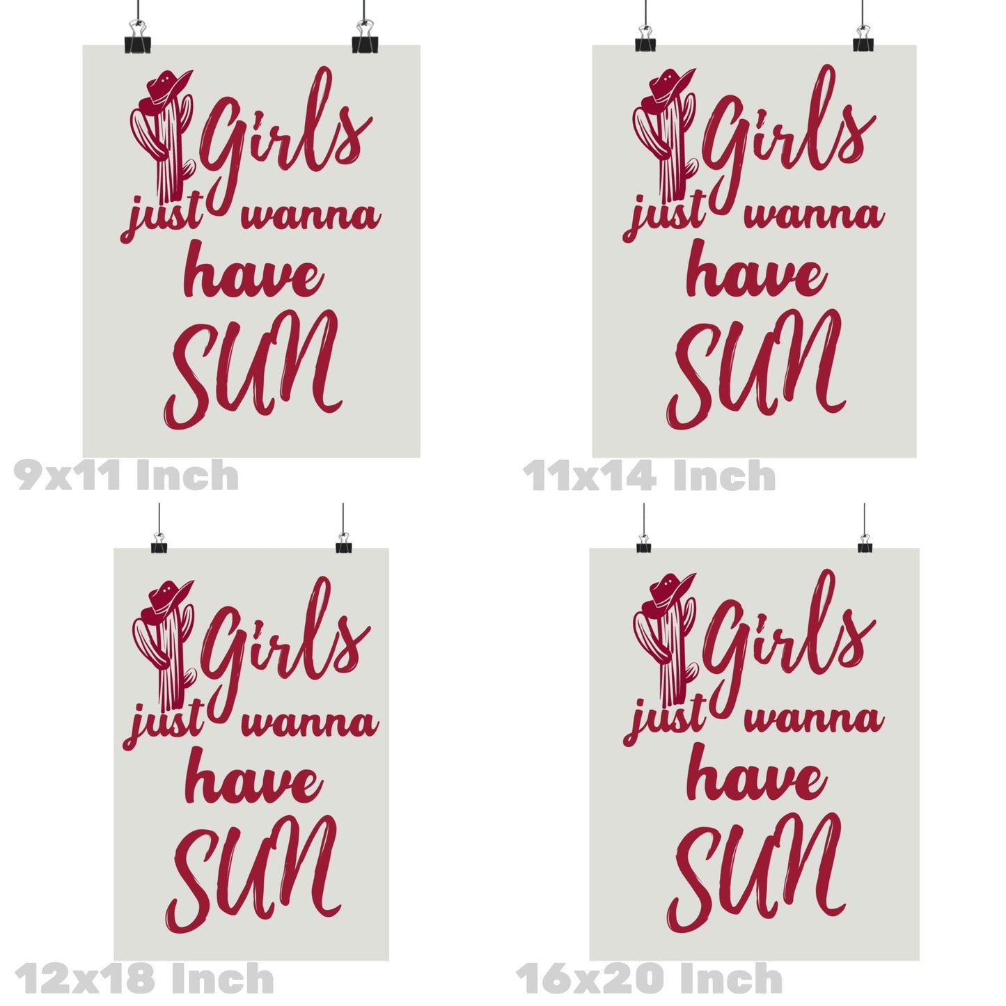 Vintage Red Girls Just Wanna Have Sun Poster